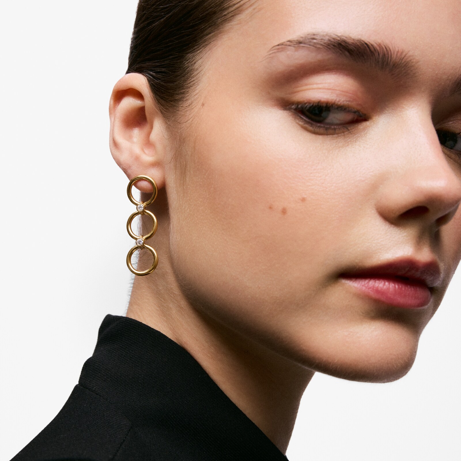 ARETES DE PLATA CORTOS CON ARO PÚA BASICS - 4