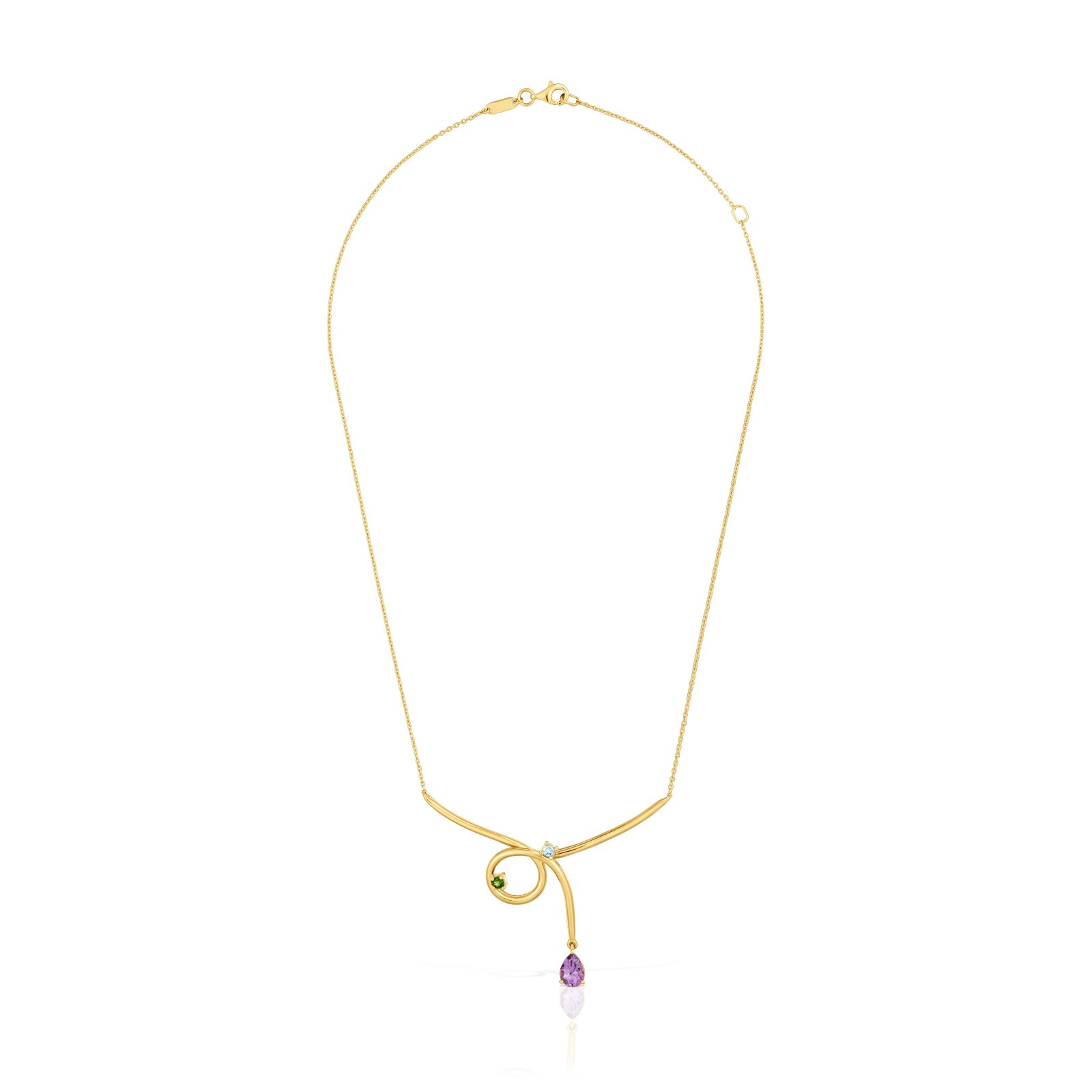 COLLAR CADENA CON BAÑO DE ORO 18 KT SOBRE PLATA Y GEMAS LIO - 1