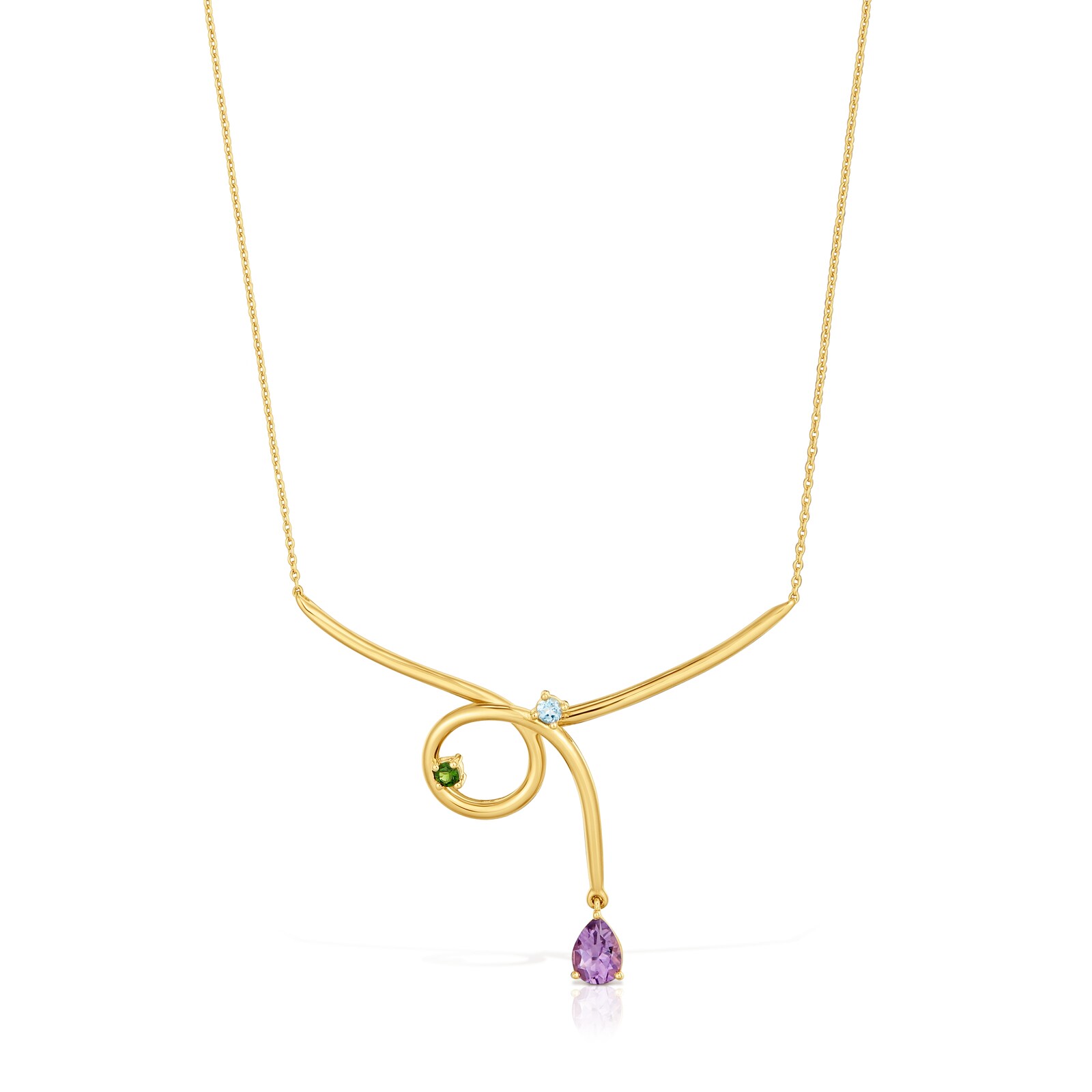COLLAR CADENA CON BAÑO DE ORO 18 KT SOBRE PLATA Y GEMAS LIO - 2