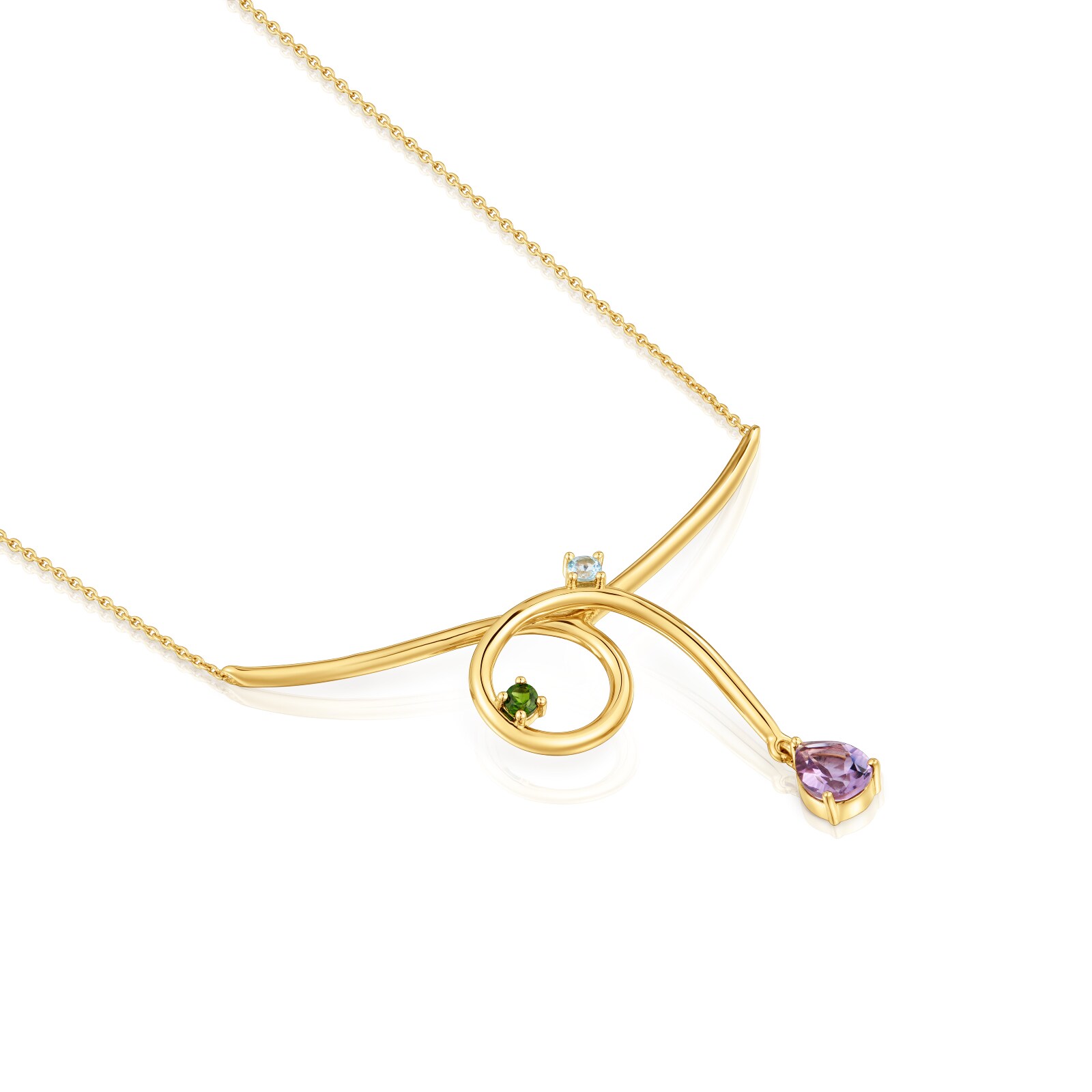COLLAR CADENA CON BAÑO DE ORO 18 KT SOBRE PLATA Y GEMAS LIO - 3