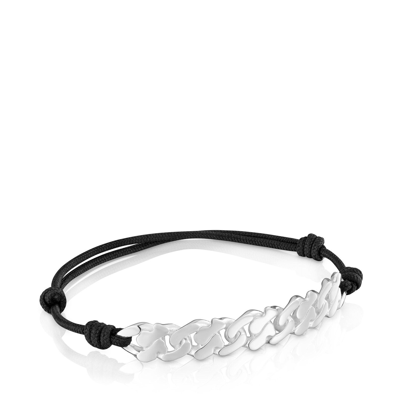 PULSERA CADENA DE PLATA Y NYLON NEGRO BEAR'S CHAIN - 1