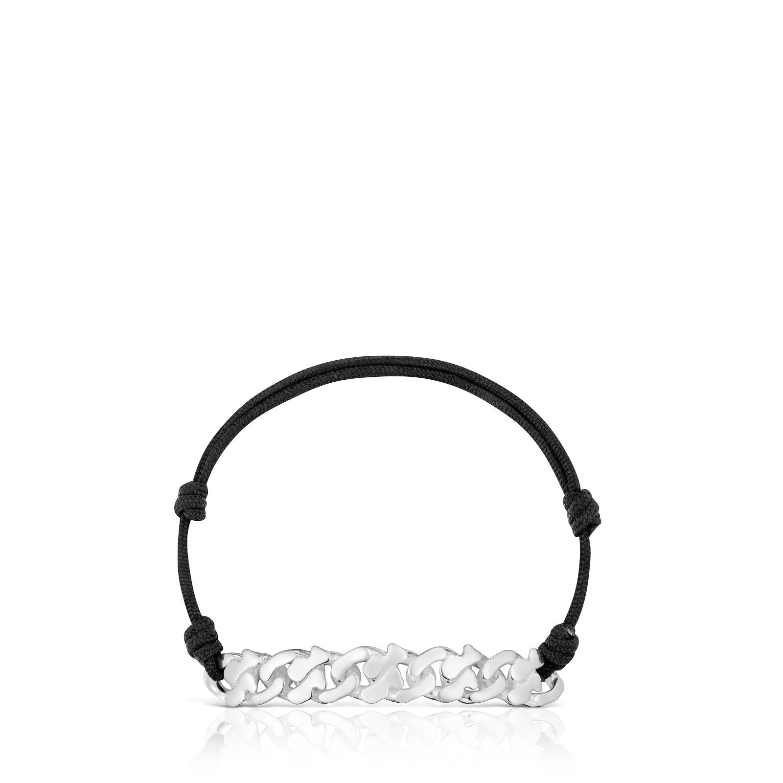 PULSERA CADENA DE PLATA Y NYLON NEGRO BEAR'S CHAIN - 2