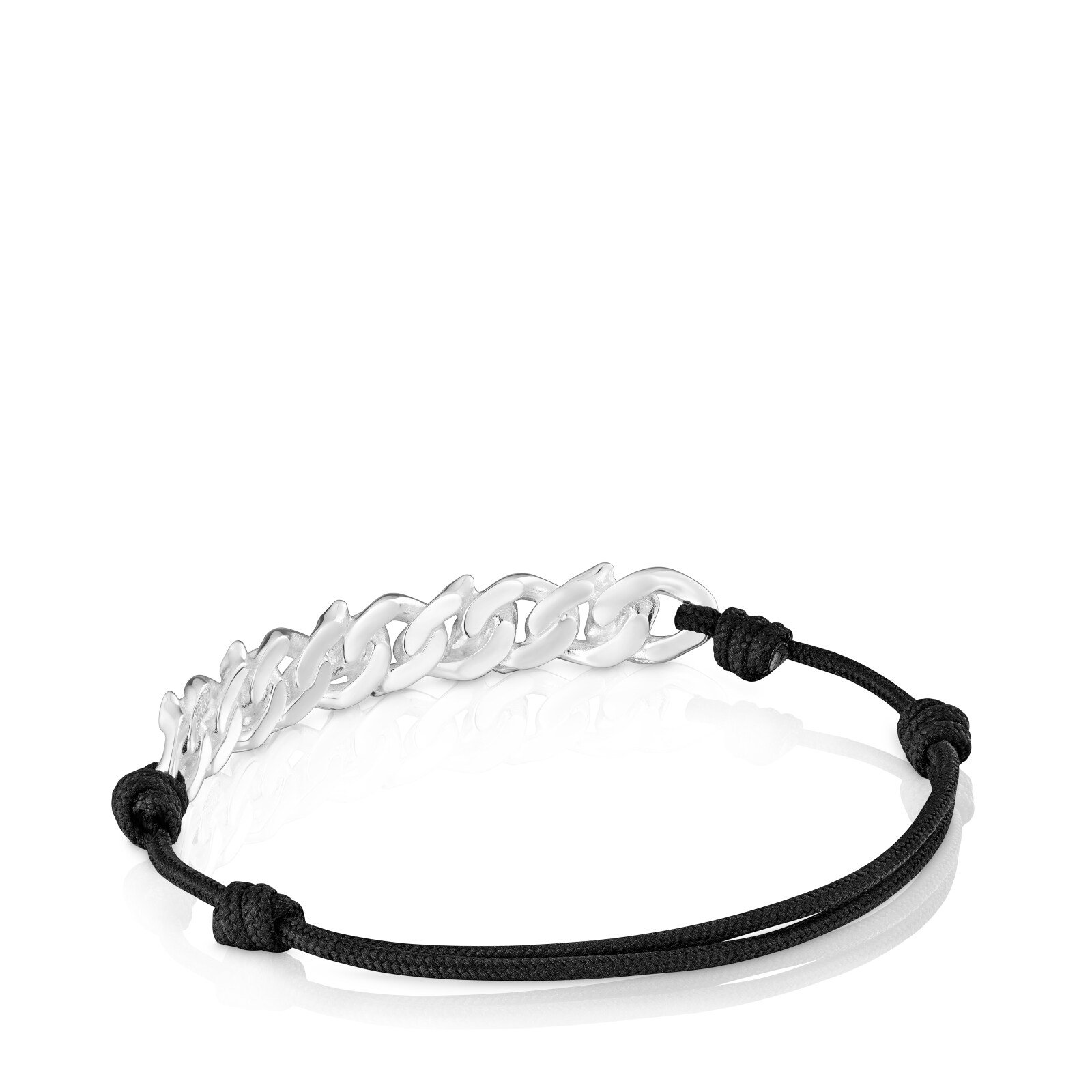 PULSERA CADENA DE PLATA Y NYLON NEGRO BEAR'S CHAIN - 3