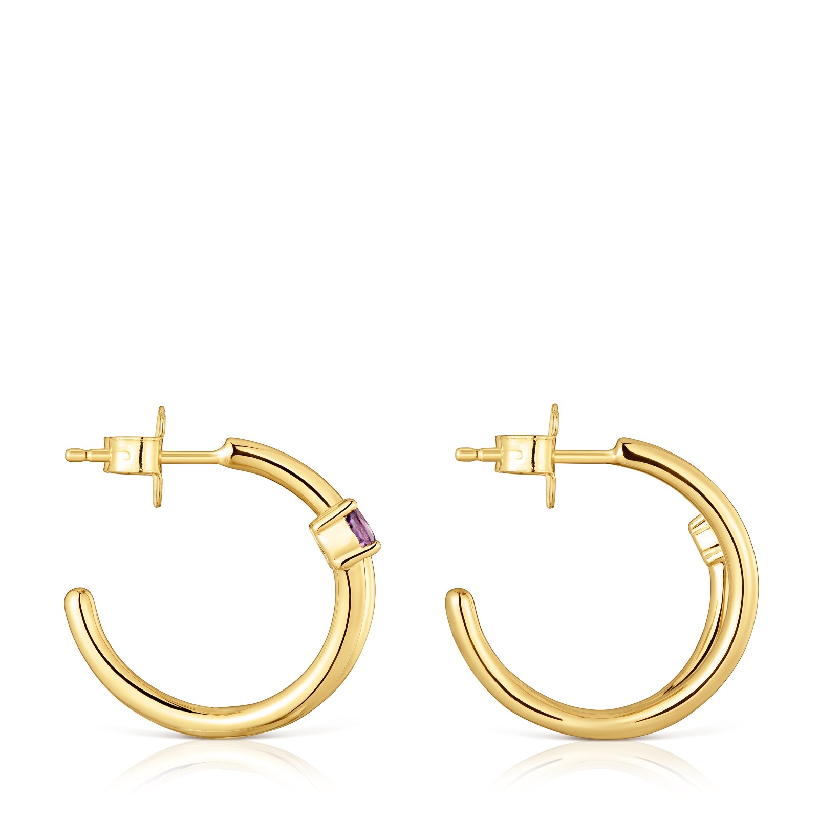 ARETES DE ARO CON BAÑO DE ORO 18 KT SOBRE PLATA Y GEMAS LIO - 2