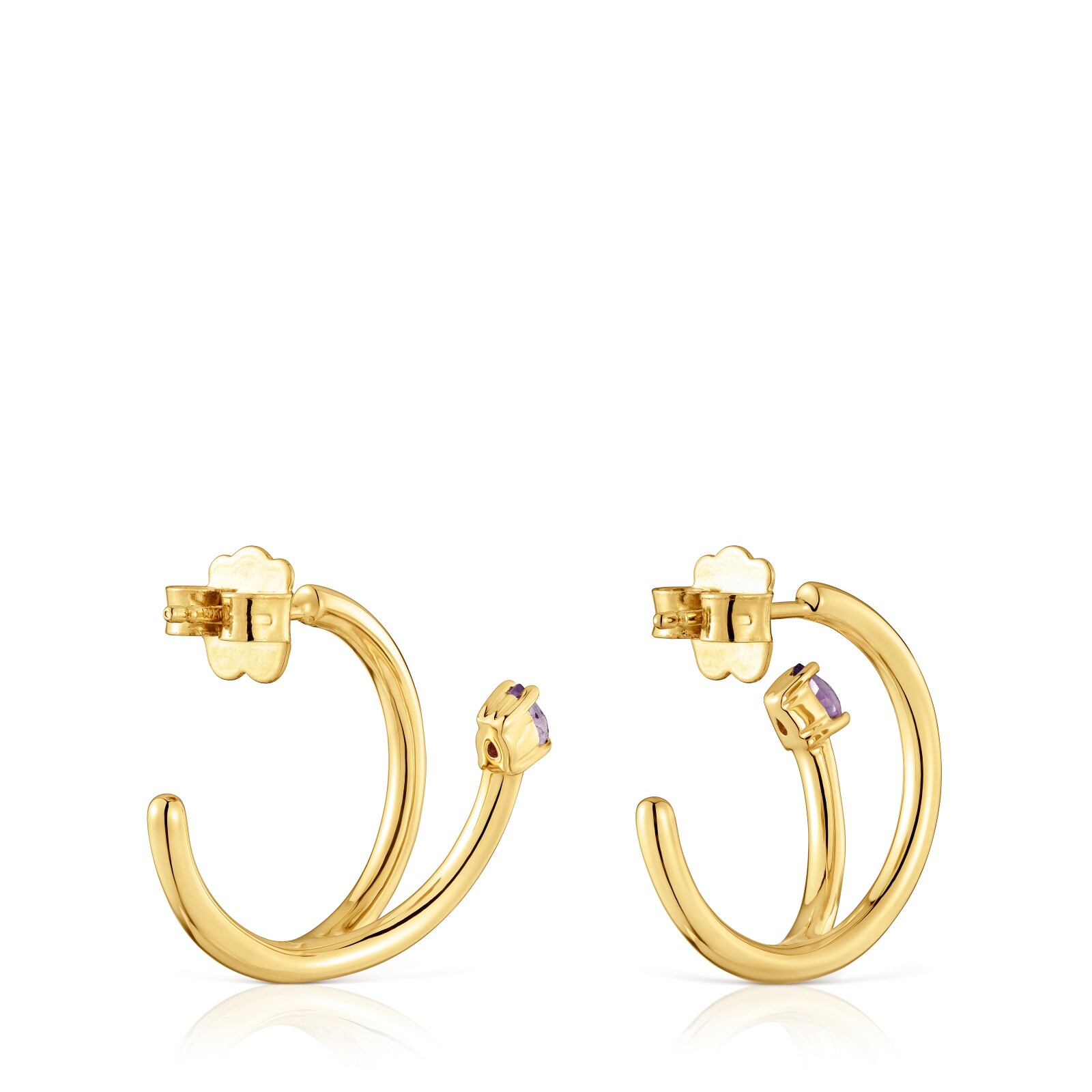 ARETES DE ARO CON BAÑO DE ORO 18 KT SOBRE PLATA Y GEMAS LIO - 3
