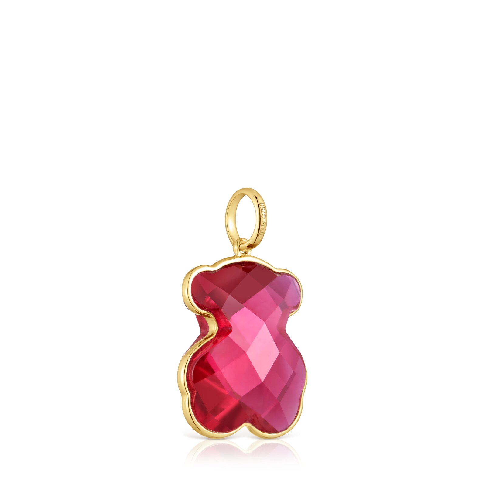 DIJE OSO DE ORO 14 KT Y RUBÍ CREADO EN LABORATORIO ICON COLOR LGG - 1