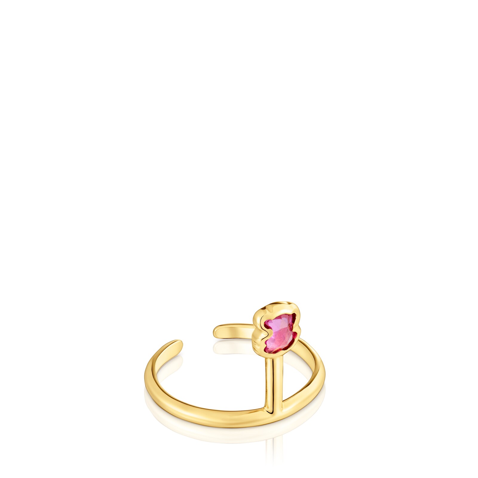 CLAWS RING CON BAÑO DE ORO 18 KT SOBRE PLATA Y RUBÍ CREADO EN LABORATORIO ICON COLOR LGG - 1
