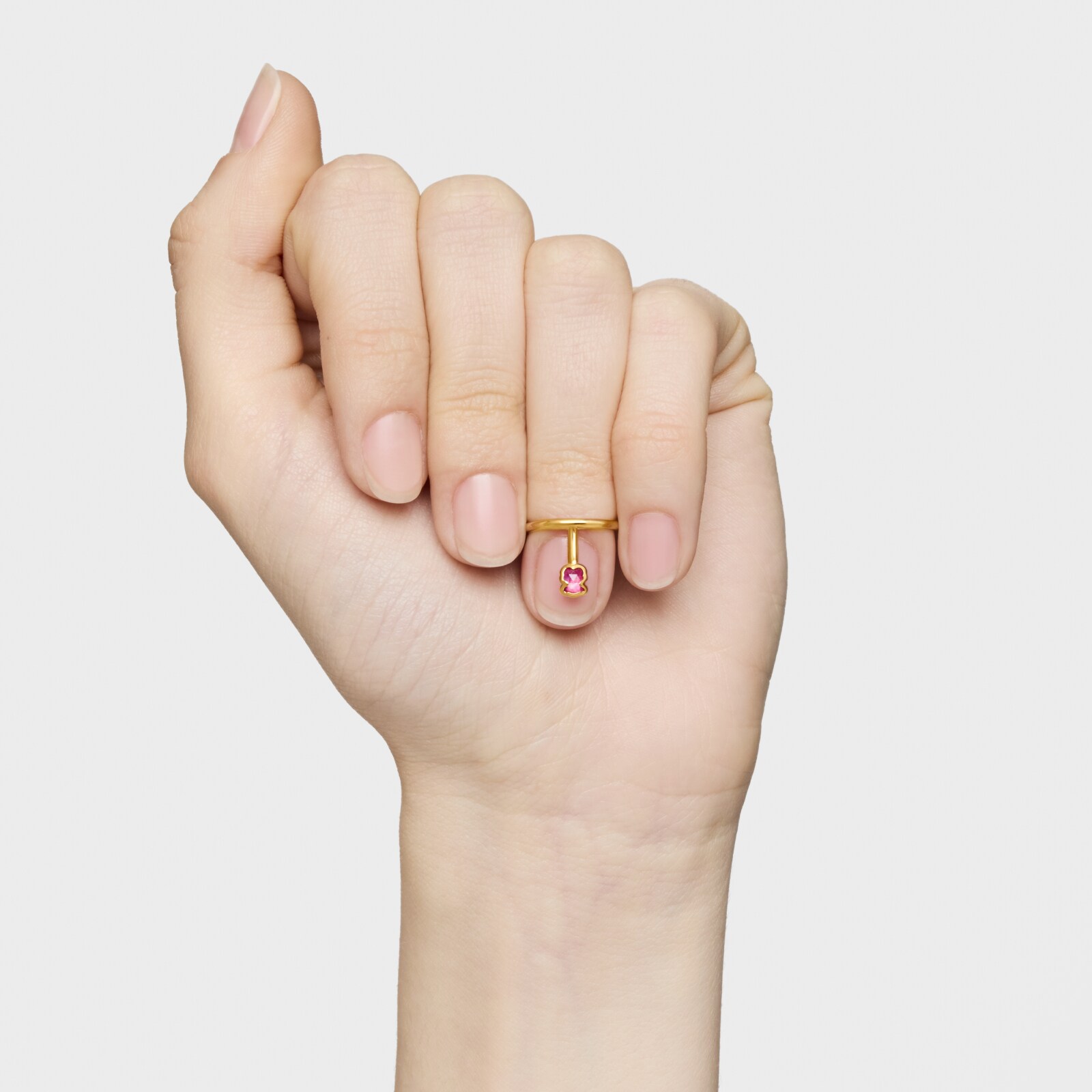 CLAWS RING CON BAÑO DE ORO 18 KT SOBRE PLATA Y RUBÍ CREADO EN LABORATORIO ICON COLOR LGG - 3