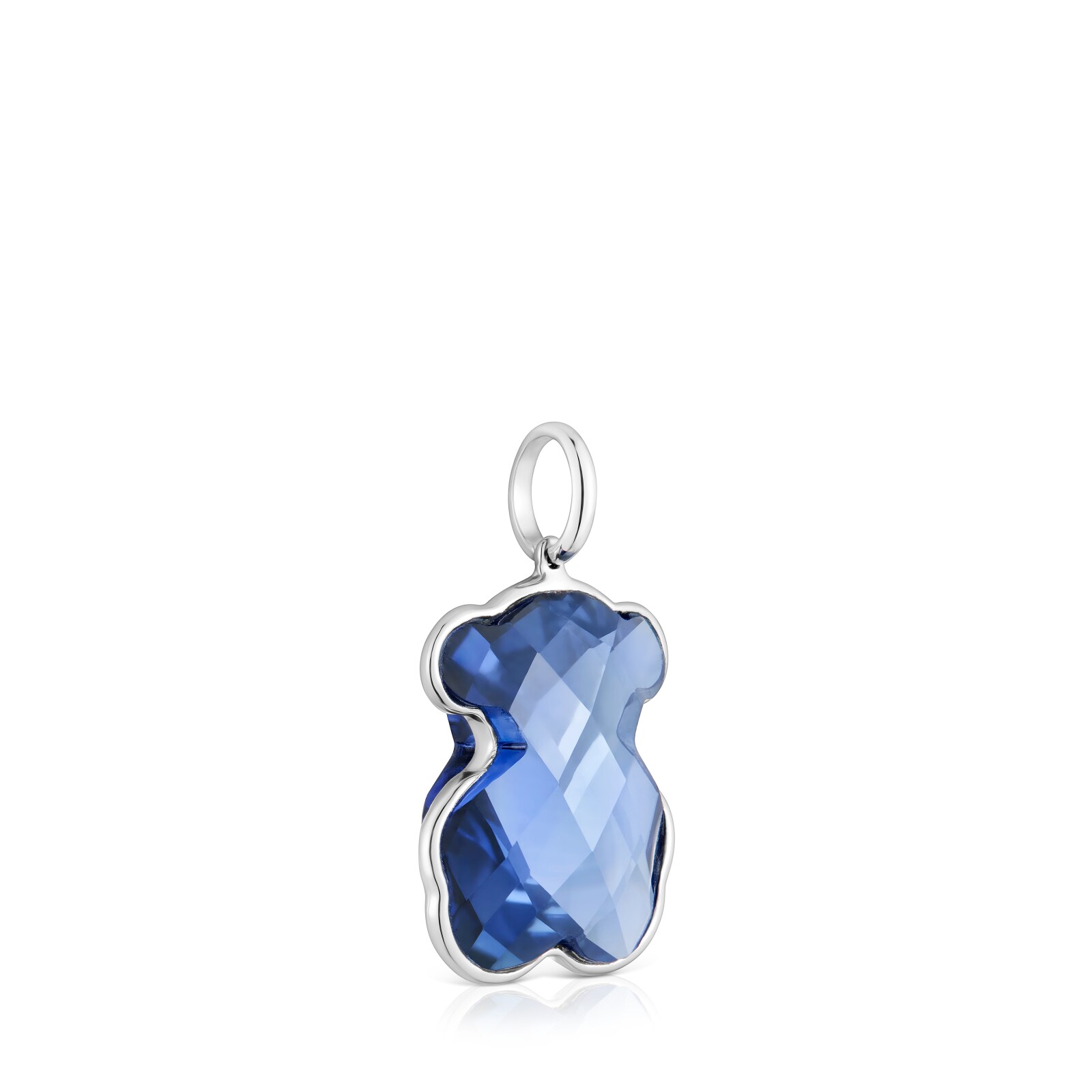 DIJE OSO DE ORO BLANCO 14 KT Y ZAFIRO CREADO EN LABORATORIO ICON COLOR LGG - 1