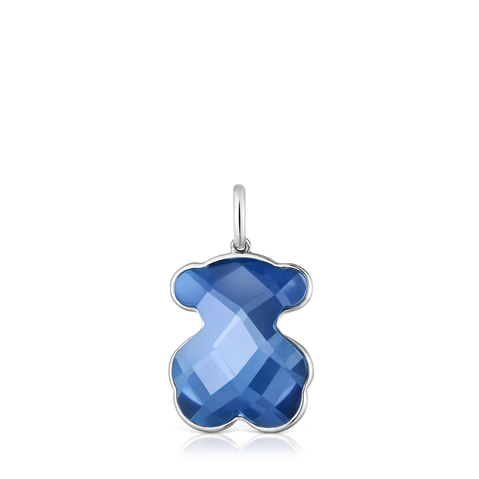 DIJE OSO DE ORO BLANCO 14 KT Y ZAFIRO CREADO EN LABORATORIO ICON COLOR LGG - 2