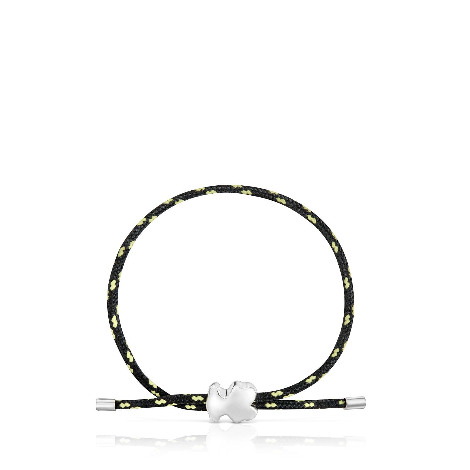 PULSERA OSO DE PLATA Y NYLON NEGRO BOLD MOTIF - 2