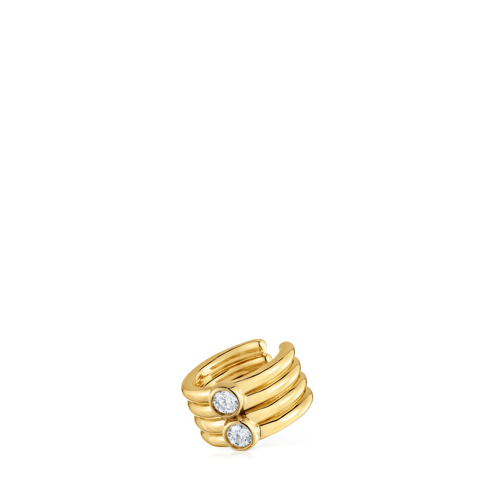 ARETES DE ARO LOGO CON BAÑO DE ORO 18 KT SOBRE PLATA 17,4 MM TOUS MANIFESTO - 1