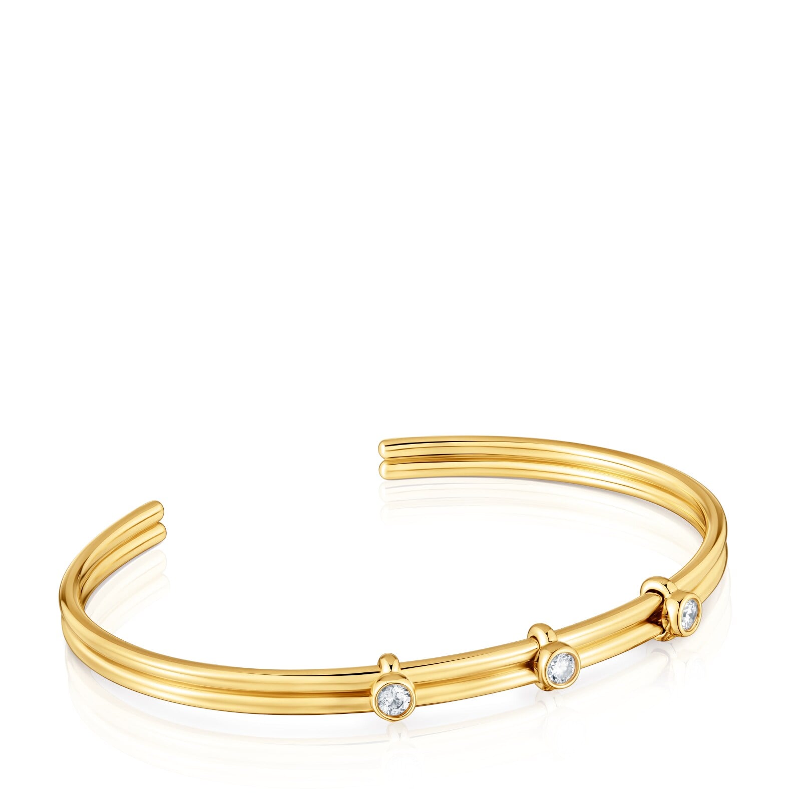 PULSERA ESCLAVA CON BAÑO DE ORO 18 KT SOBRE PLATA Y GEMAS LIO - 1