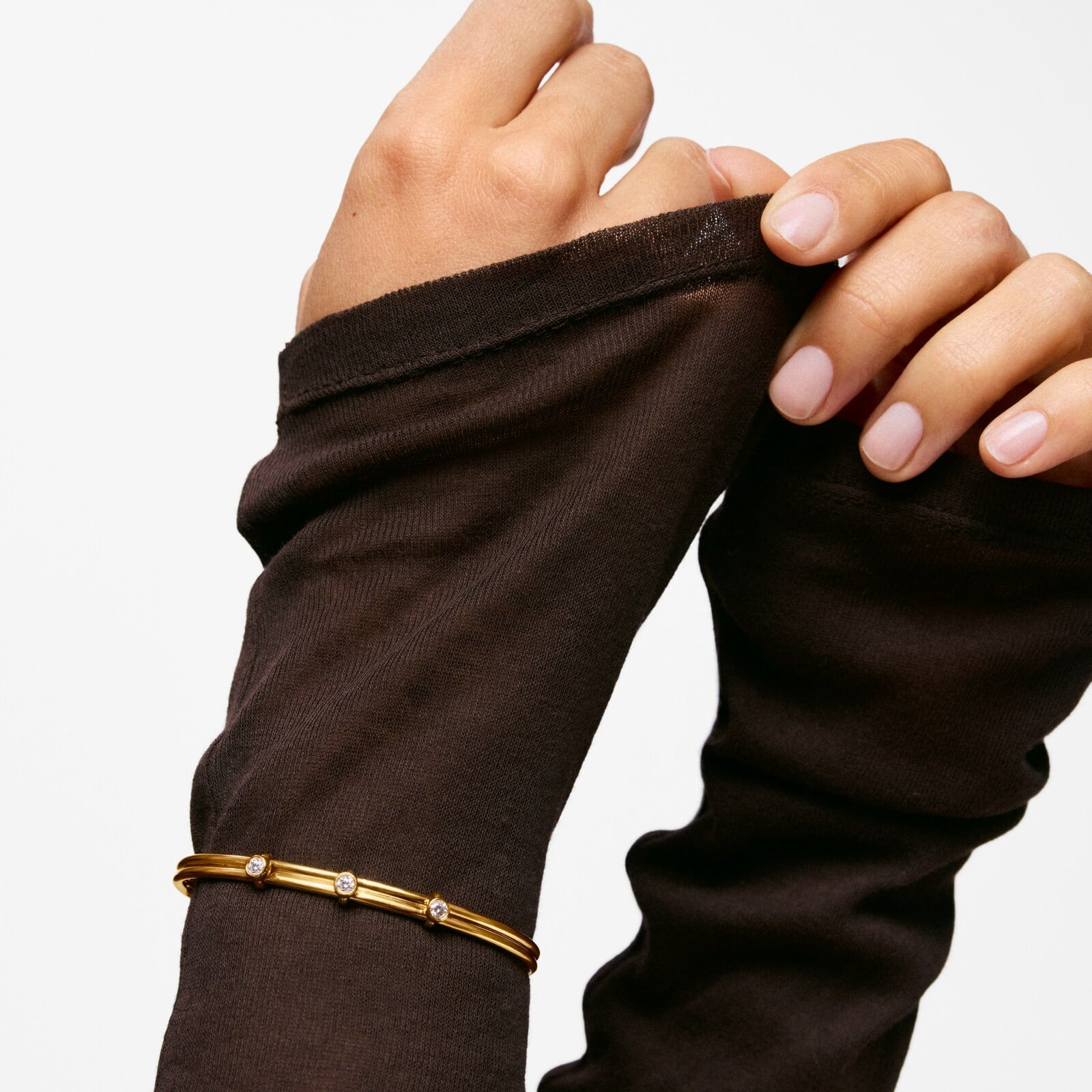 PULSERA ESCLAVA CON BAÑO DE ORO 18 KT SOBRE PLATA Y GEMAS LIO - 5