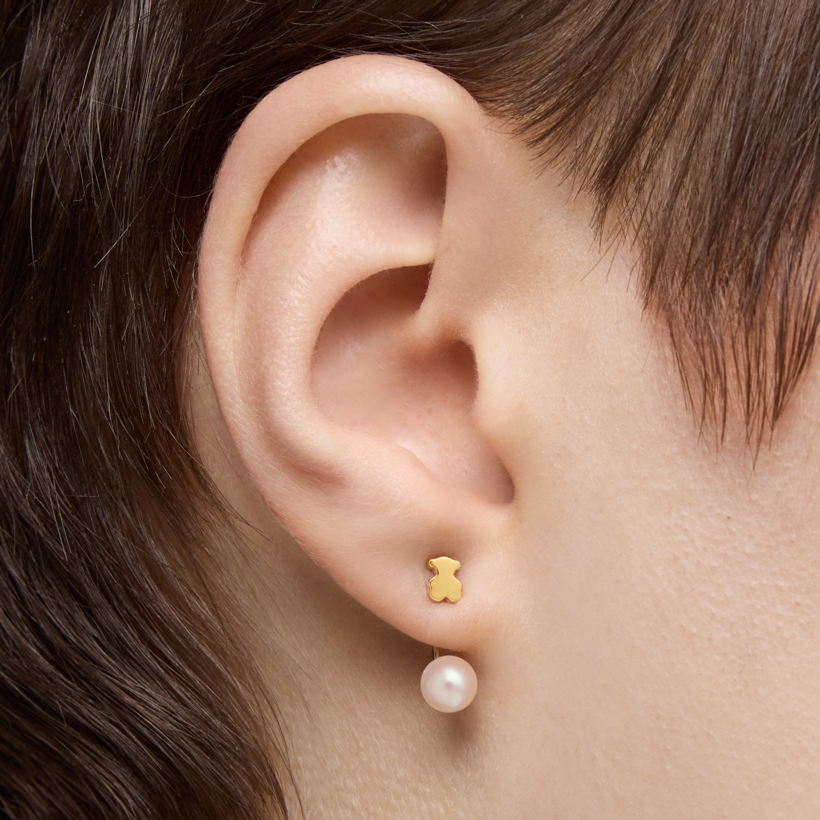 ARETES PIERCING ORO 1ªLEY OSO 4,5MM PERLA - 6