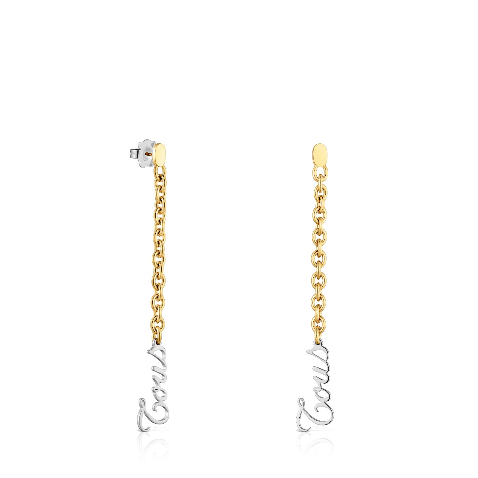 ARETES ACERO/IP DORADO CADENA 84MM - 1