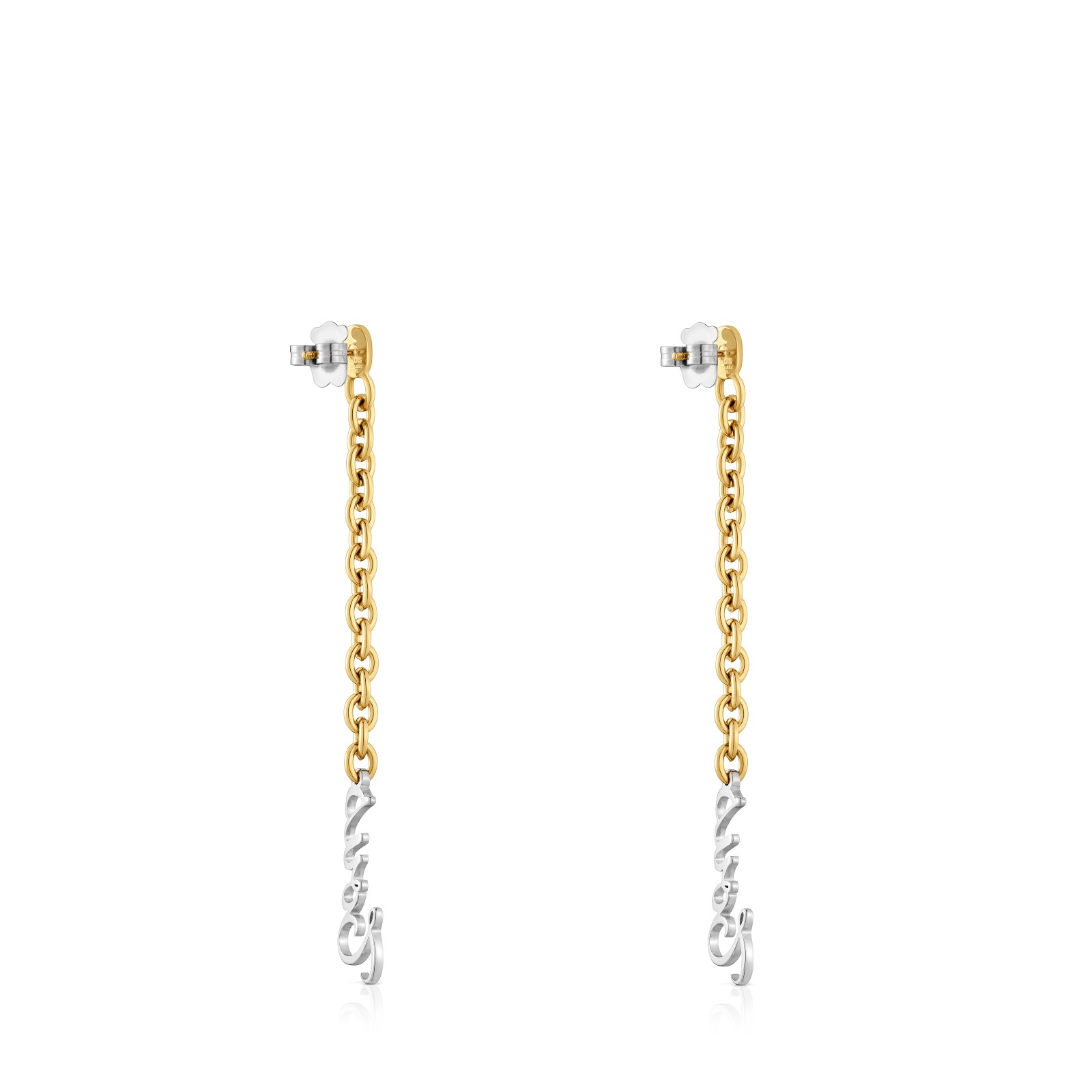 ARETES ACERO/IP DORADO CADENA 84MM - 2