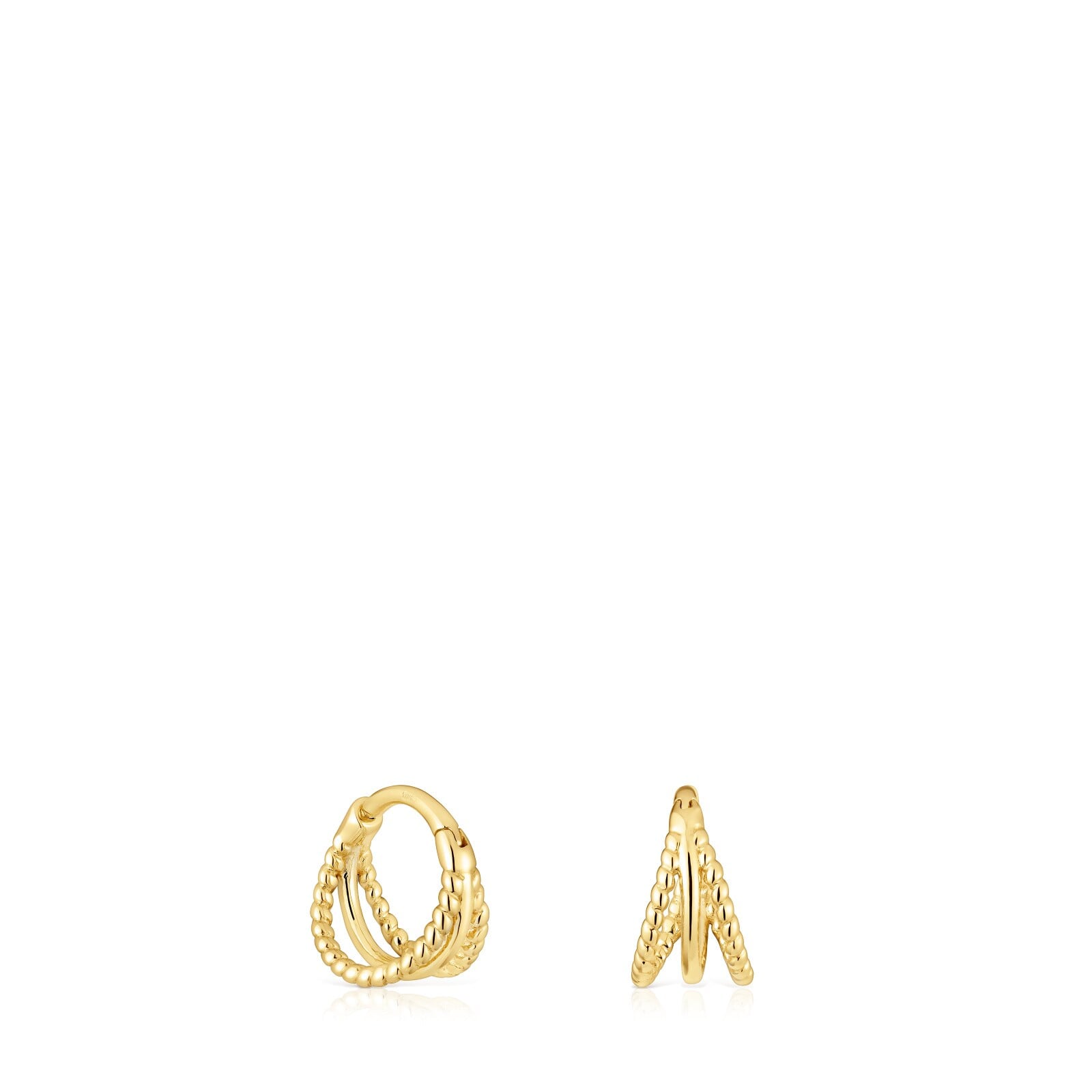 ARETES DE ORO TRIPLE ARO CORTOS CON RELIEVE BASICS - 1