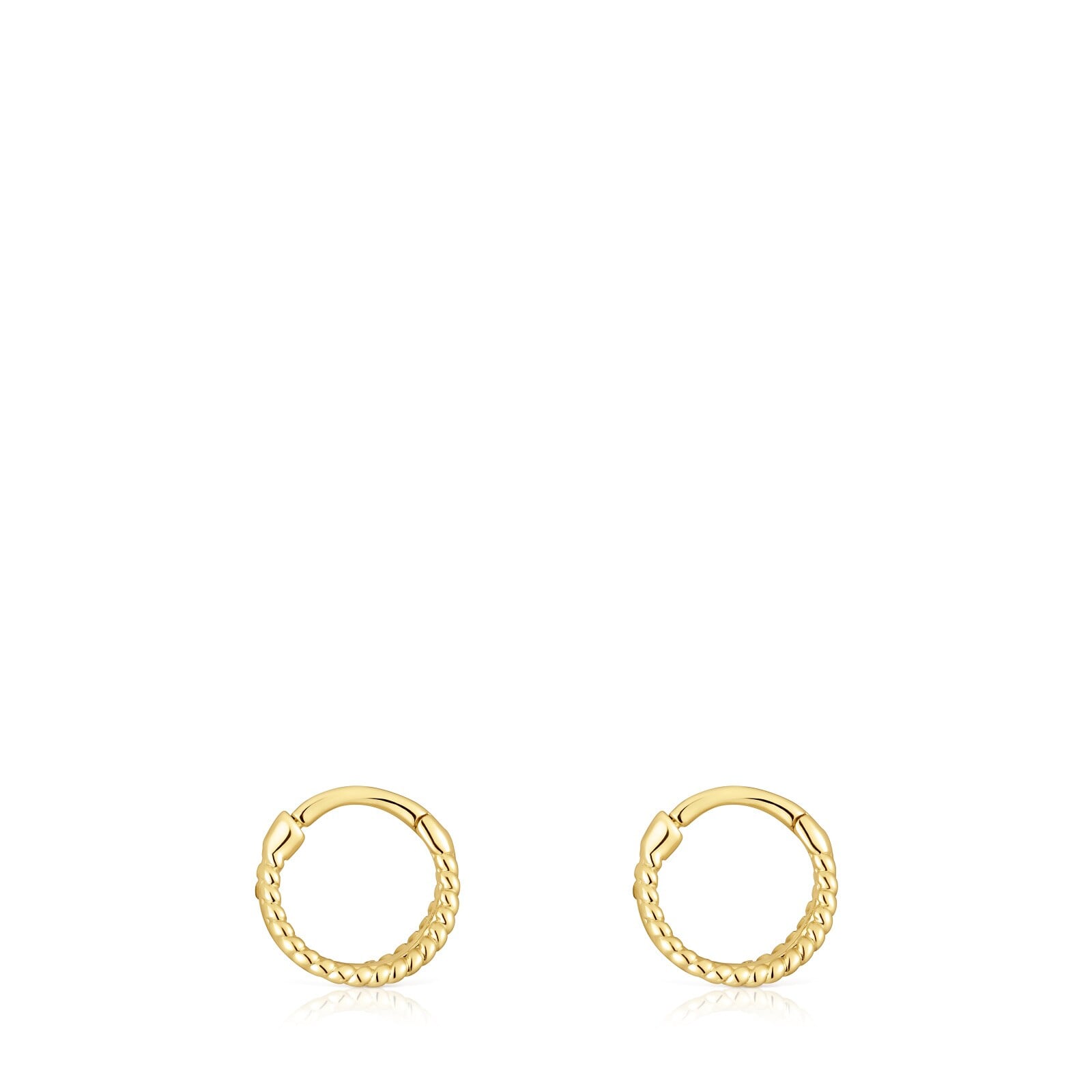 ARETES DE ORO TRIPLE ARO CORTOS CON RELIEVE BASICS - 2