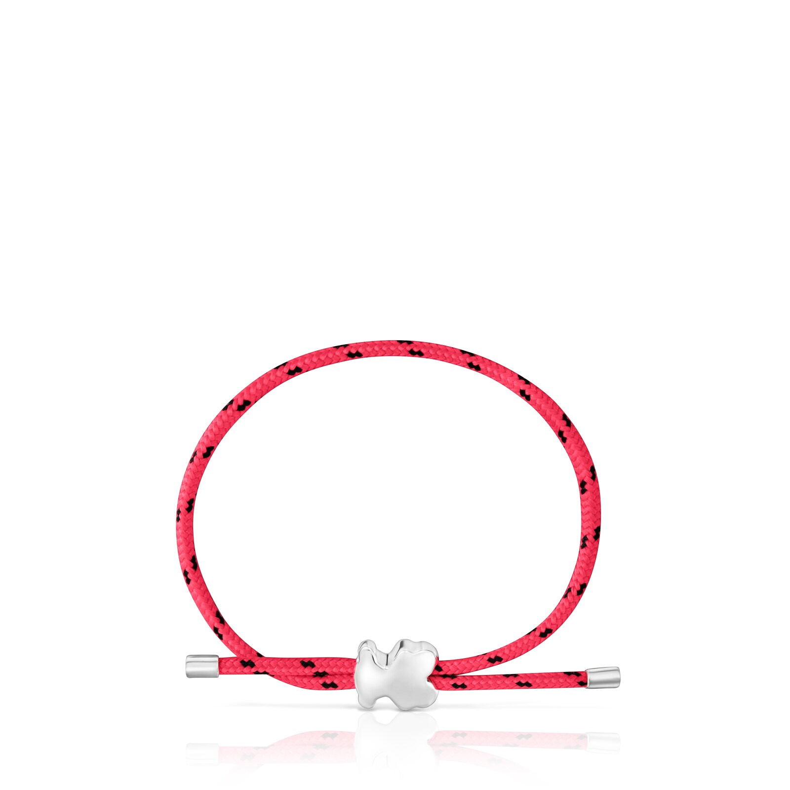 PULSERA OSO DE PLATA Y NYLON ROSA BOLD MOTIF - 2