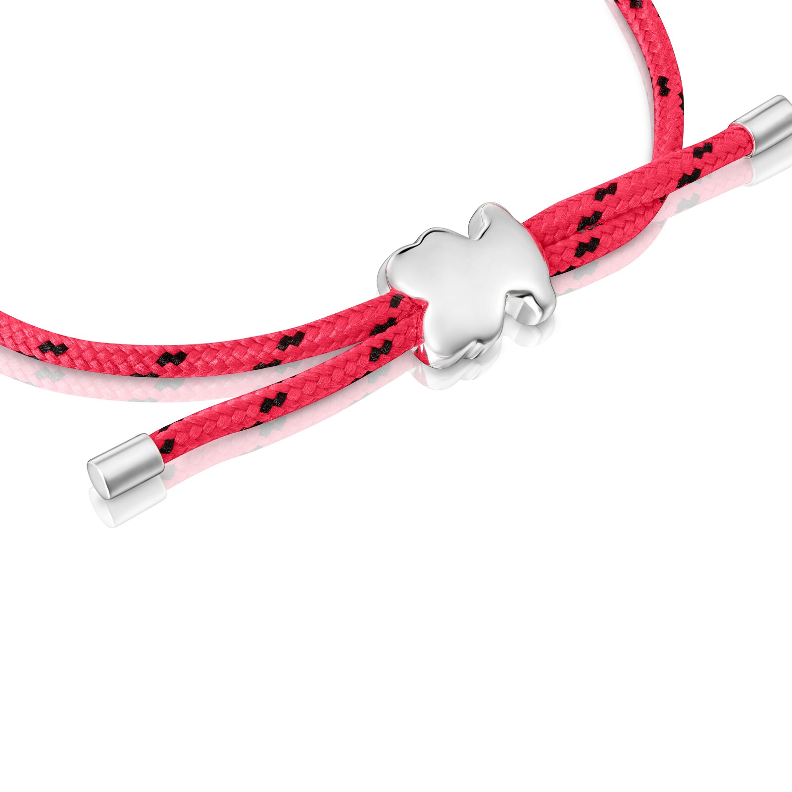 PULSERA OSO DE PLATA Y NYLON ROSA BOLD MOTIF - 3
