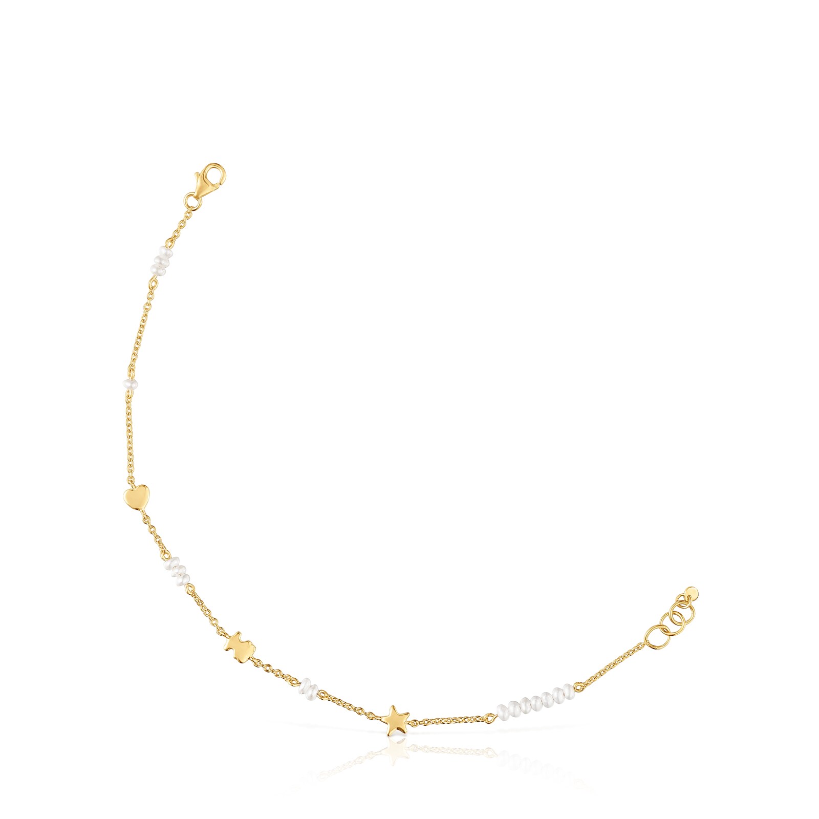 PULSERA CADENA DE ORO CON MOTIVOS Y PERLAS CULTIVADAS SWEET DOLLS - 1