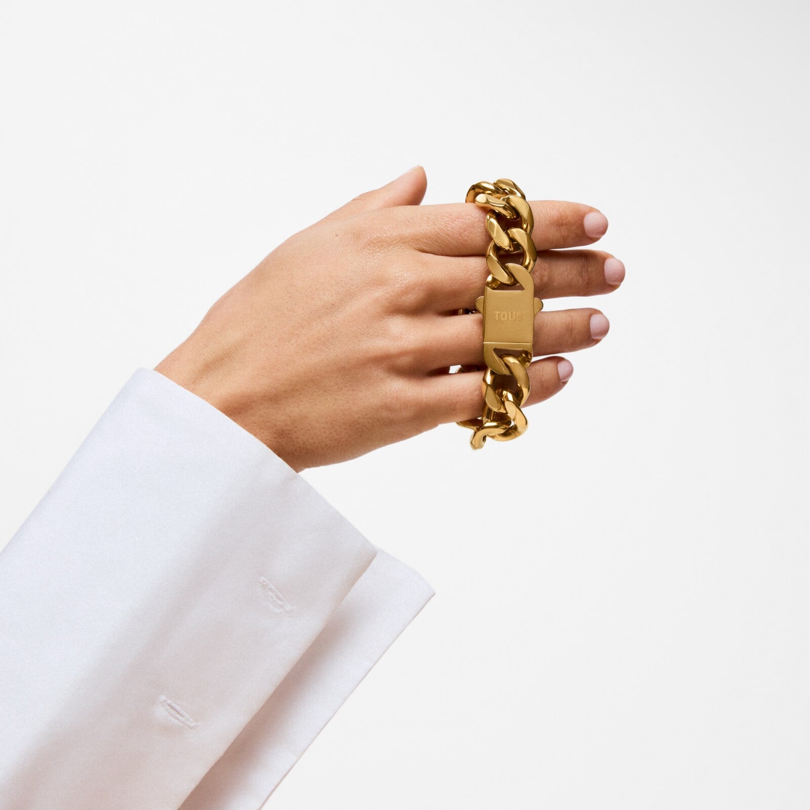 PULSERA CADENA BARBADA DE ACERO EN COLOR DORADO TOUS BASICS - 4