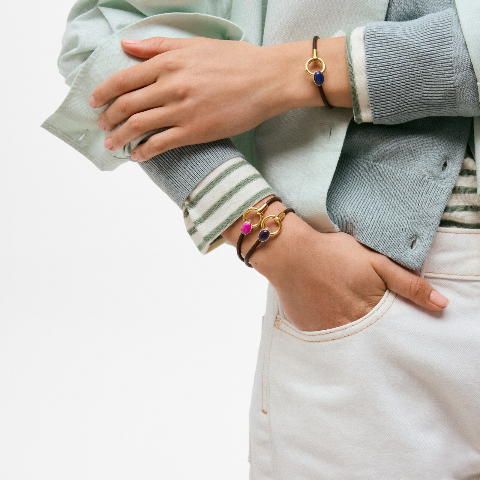 PULSERA BICOLOR CON CALCEDONIA Y CORDÓN DE PIEL TOUS GEM POWER - 3