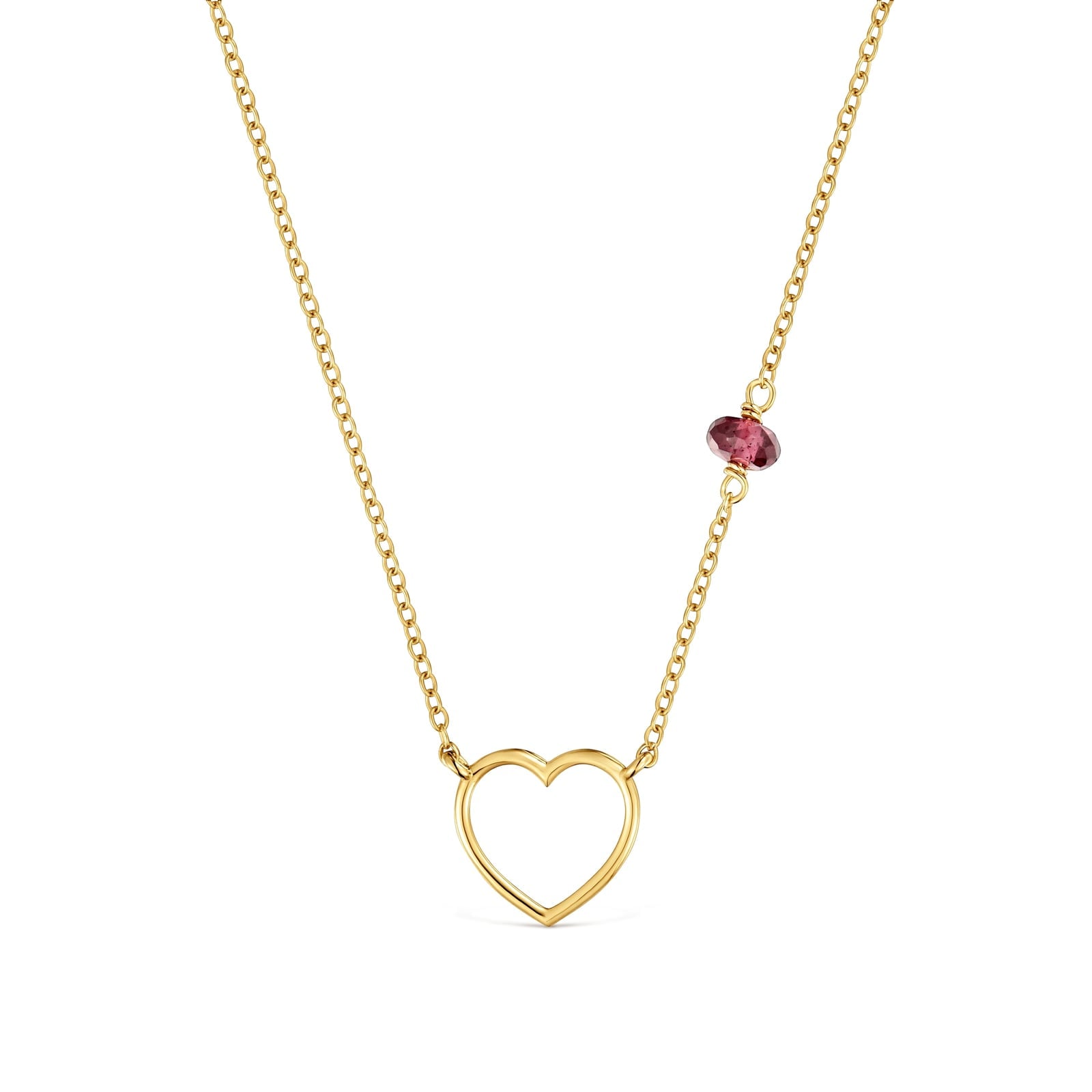 COLLAR CORAZÓN DE ORO 9 KT Y RODOLITA TOUS SILUETA - 1