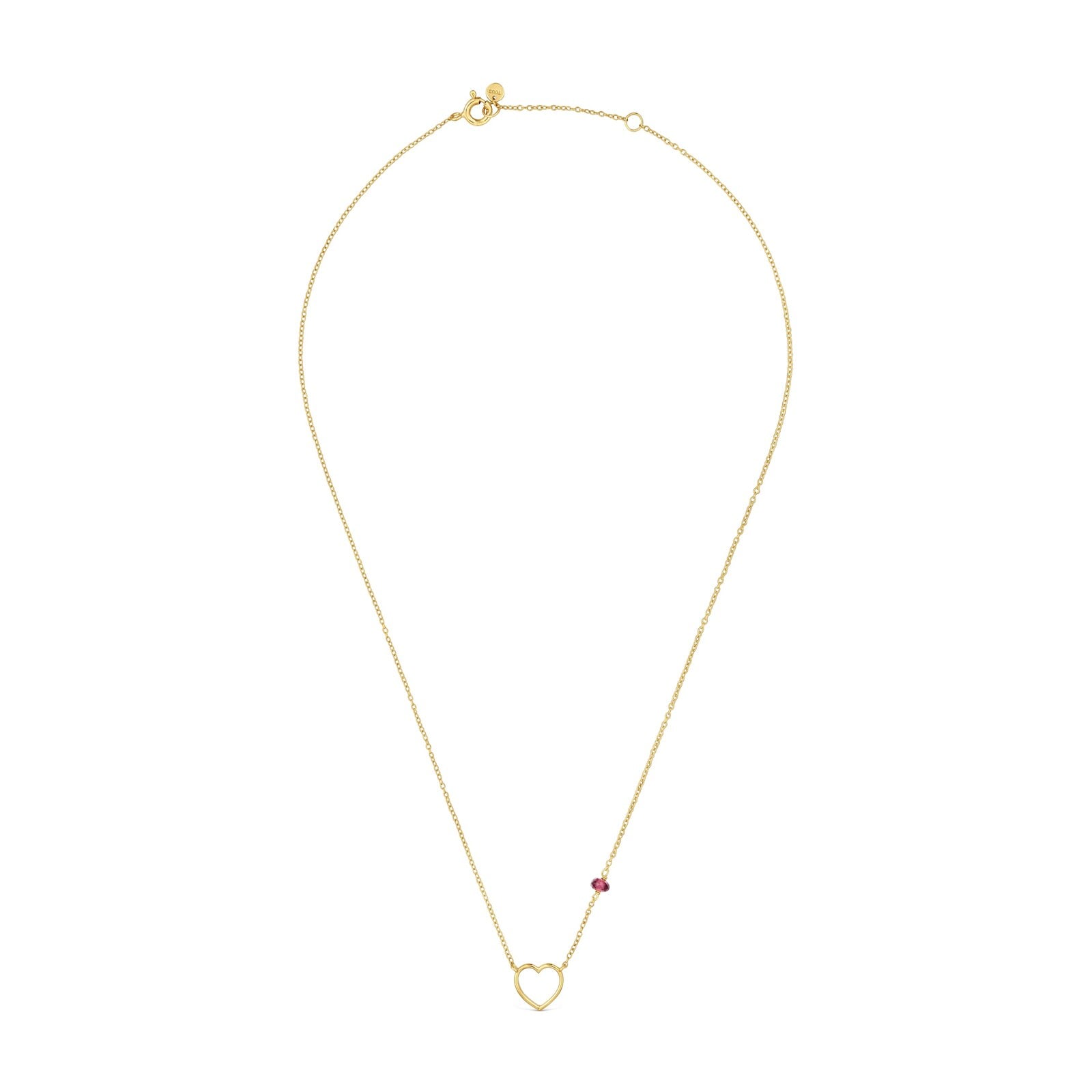 COLLAR CORAZÓN DE ORO 9 KT Y RODOLITA TOUS SILUETA - 2