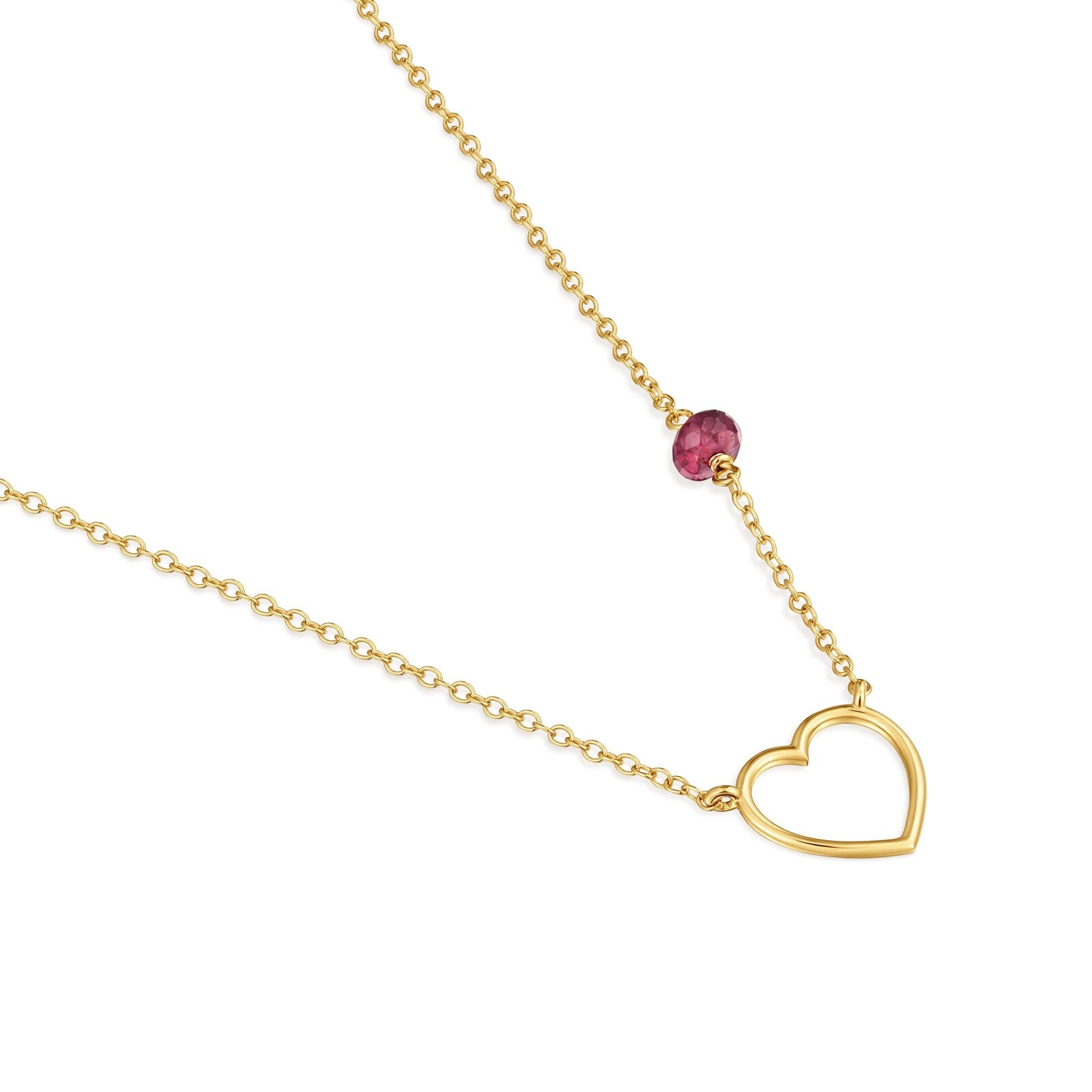 COLLAR CORAZÓN DE ORO 9 KT Y RODOLITA TOUS SILUETA - 3