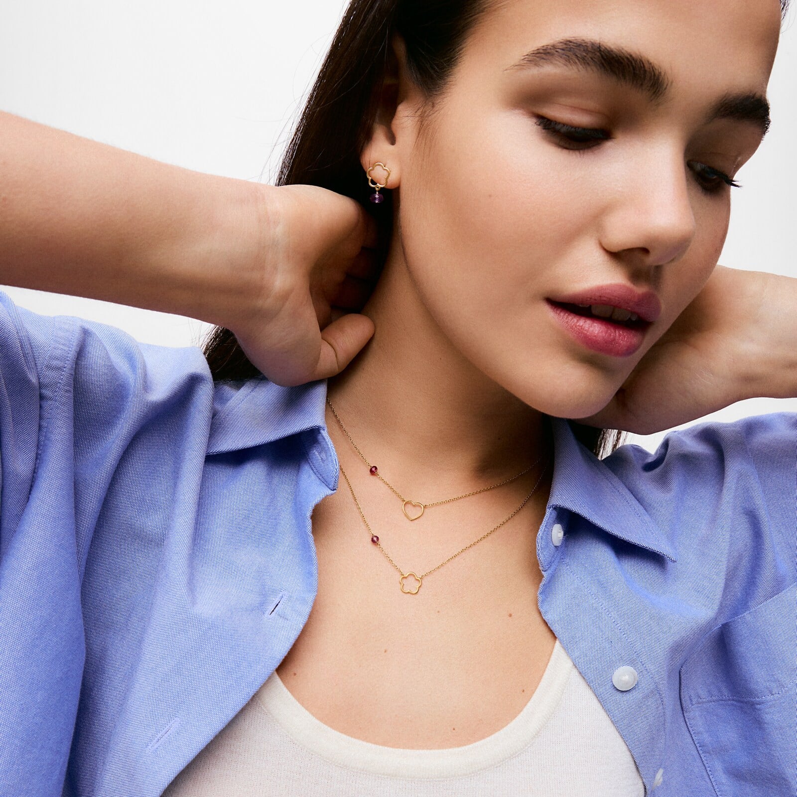 COLLAR CORAZÓN DE ORO 9 KT Y RODOLITA TOUS SILUETA - 5