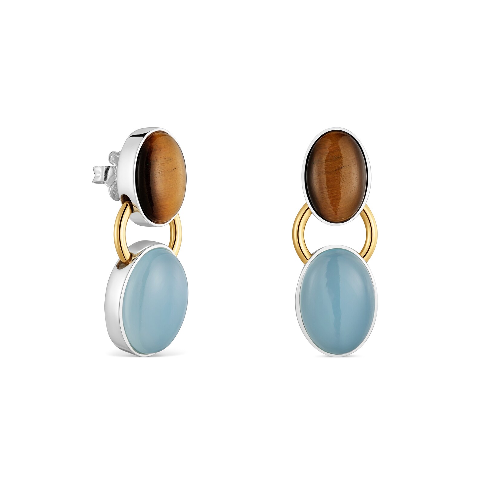 ARETES BICOLOR CON OJO DE TIGRE TOUS GEM POWER - 1