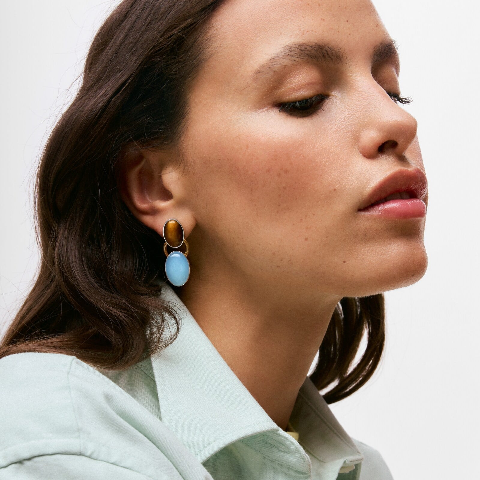 ARETES BICOLOR CON OJO DE TIGRE TOUS GEM POWER - 5