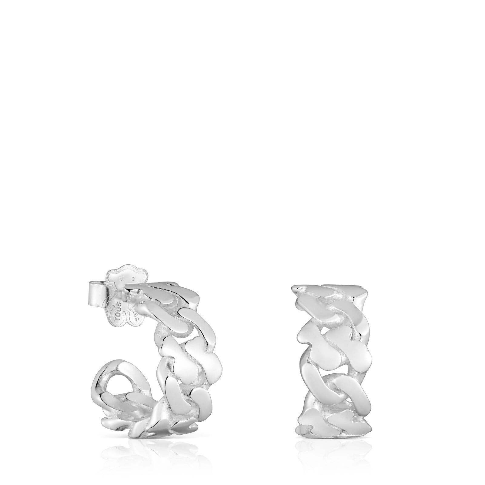 ARETES DE ARO DE PLATA 17 MM BEAR'S CHAIN - 1