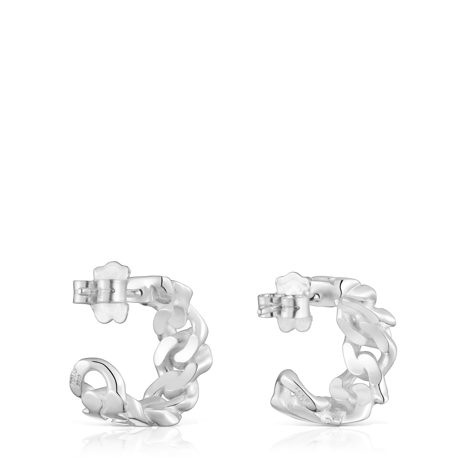 ARETES DE ARO DE PLATA 17 MM BEAR'S CHAIN - 3