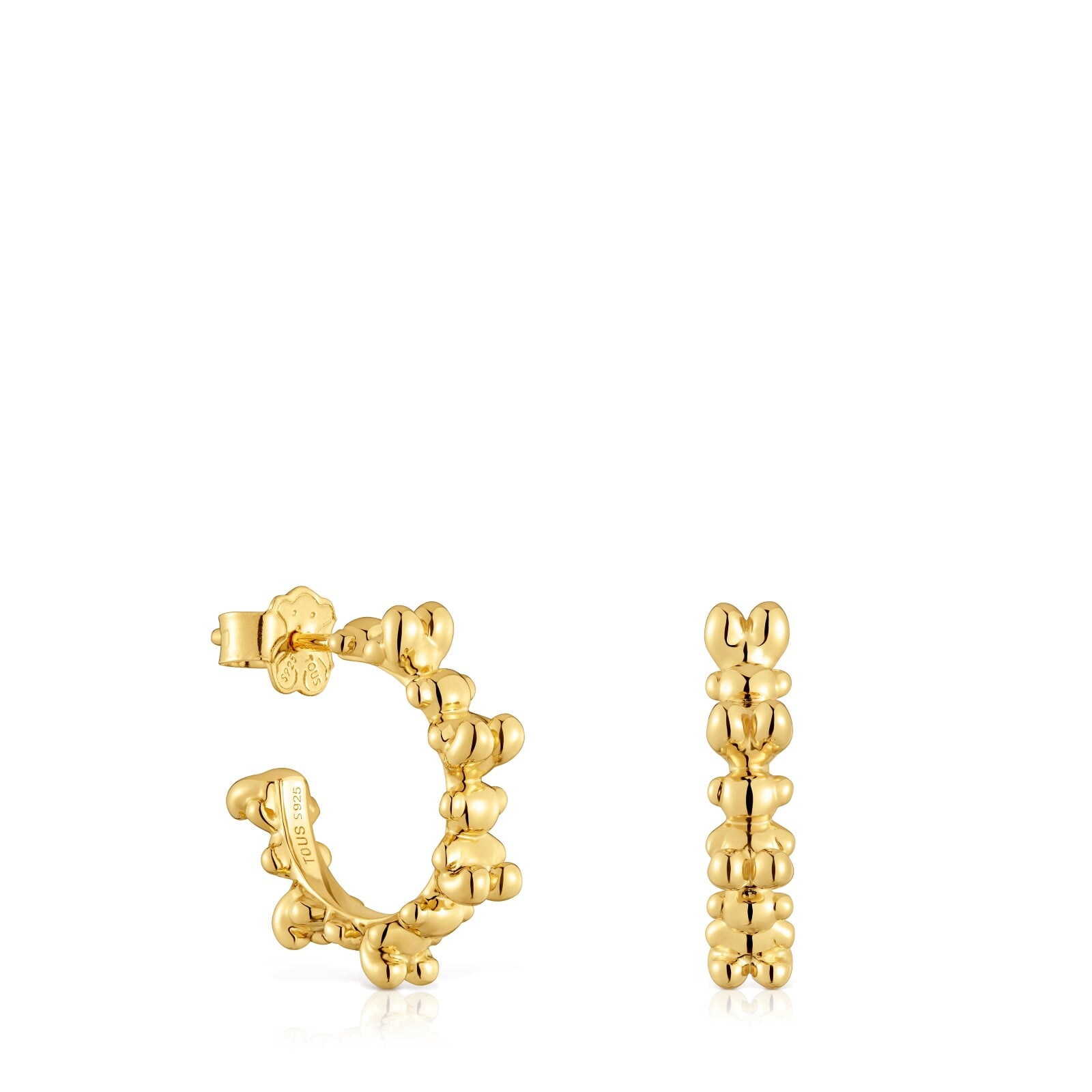 ARETES DE ARO CON BAÑO DE ORO 18 KT SOBRE PLATA 12 MM BOLD BEAR - 1