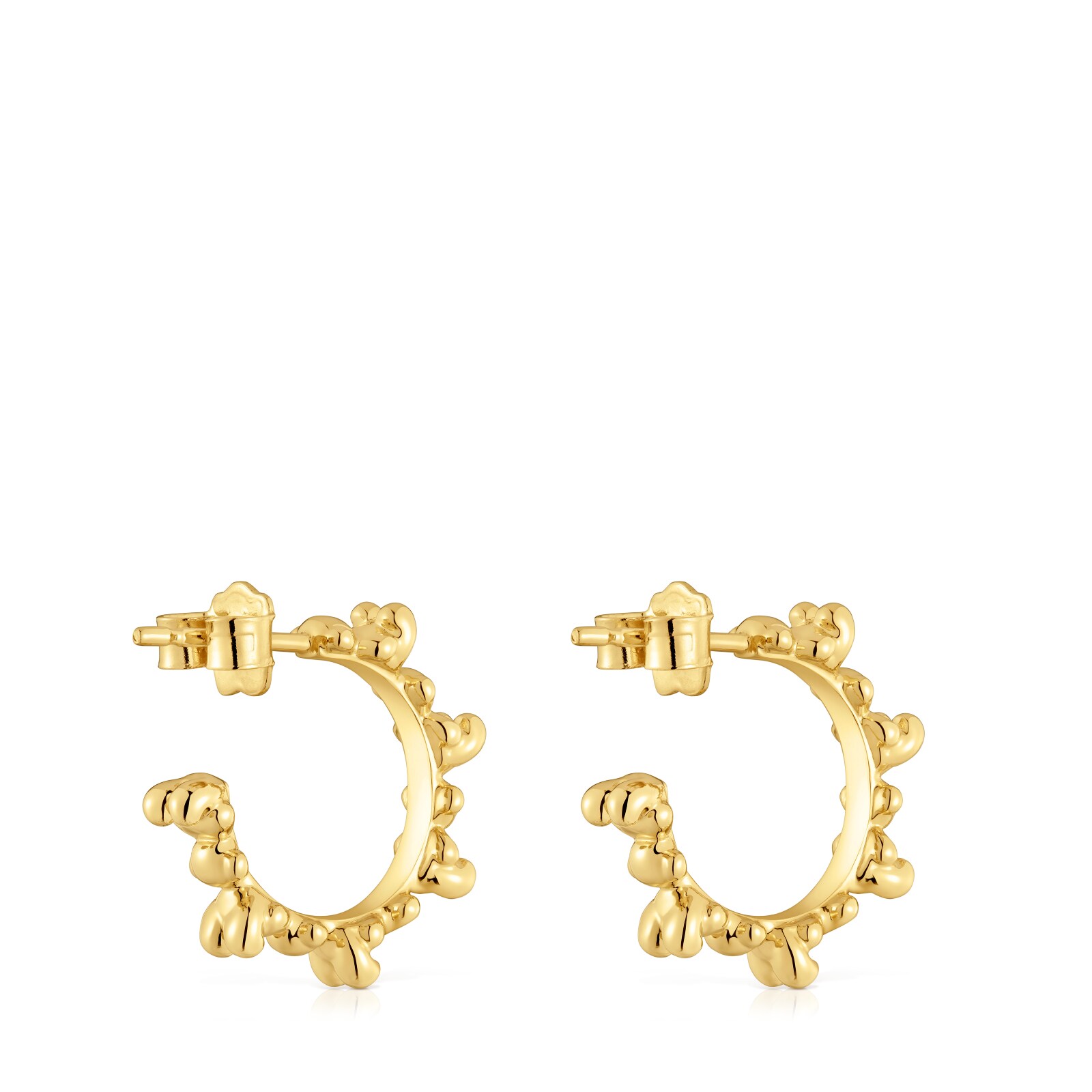 ARETES DE ARO CON BAÑO DE ORO 18 KT SOBRE PLATA 12 MM BOLD BEAR - 2