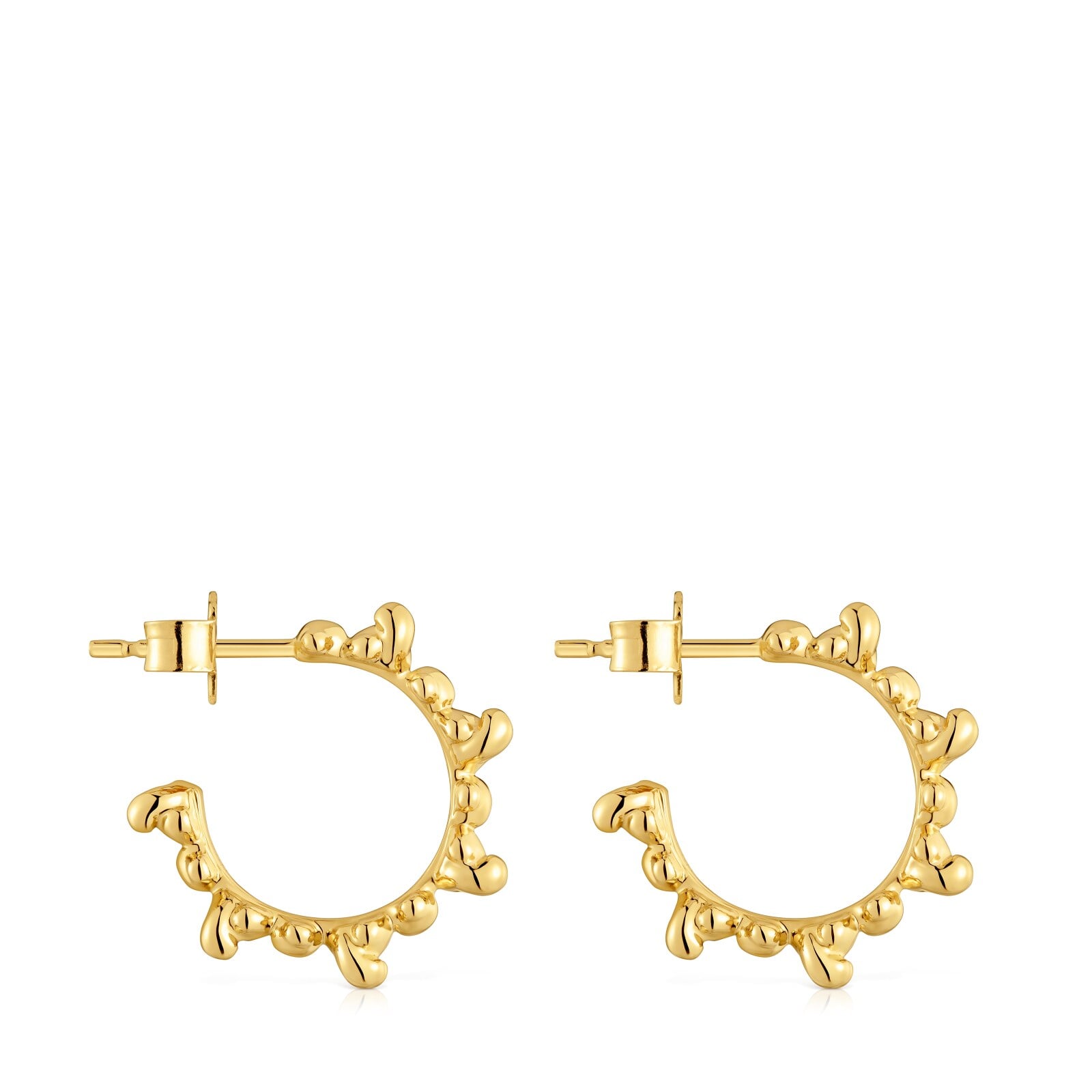 ARETES DE ARO CON BAÑO DE ORO 18 KT SOBRE PLATA 12 MM BOLD BEAR - 3