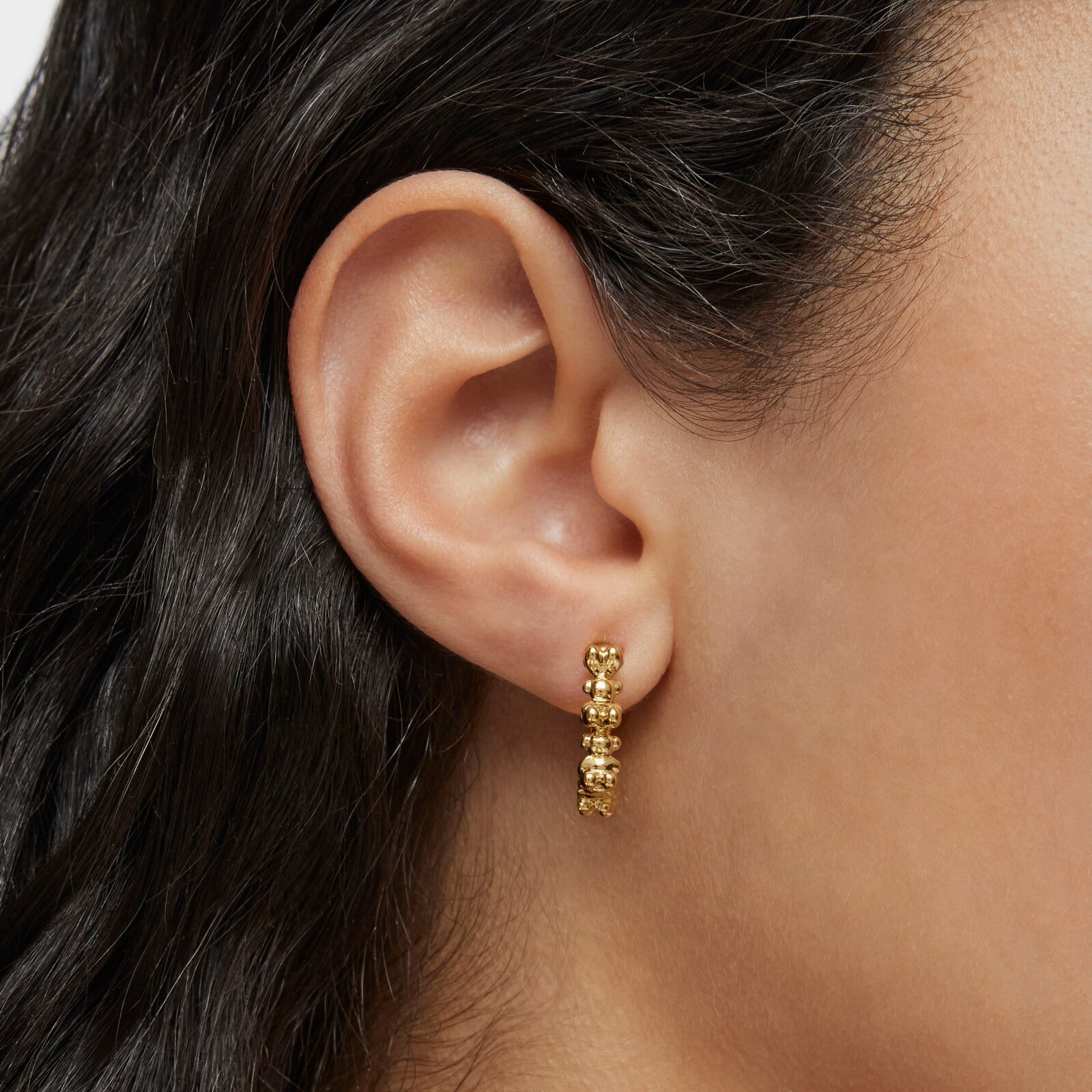 ARETES DE ARO CON BAÑO DE ORO 18 KT SOBRE PLATA 12 MM BOLD BEAR - 4