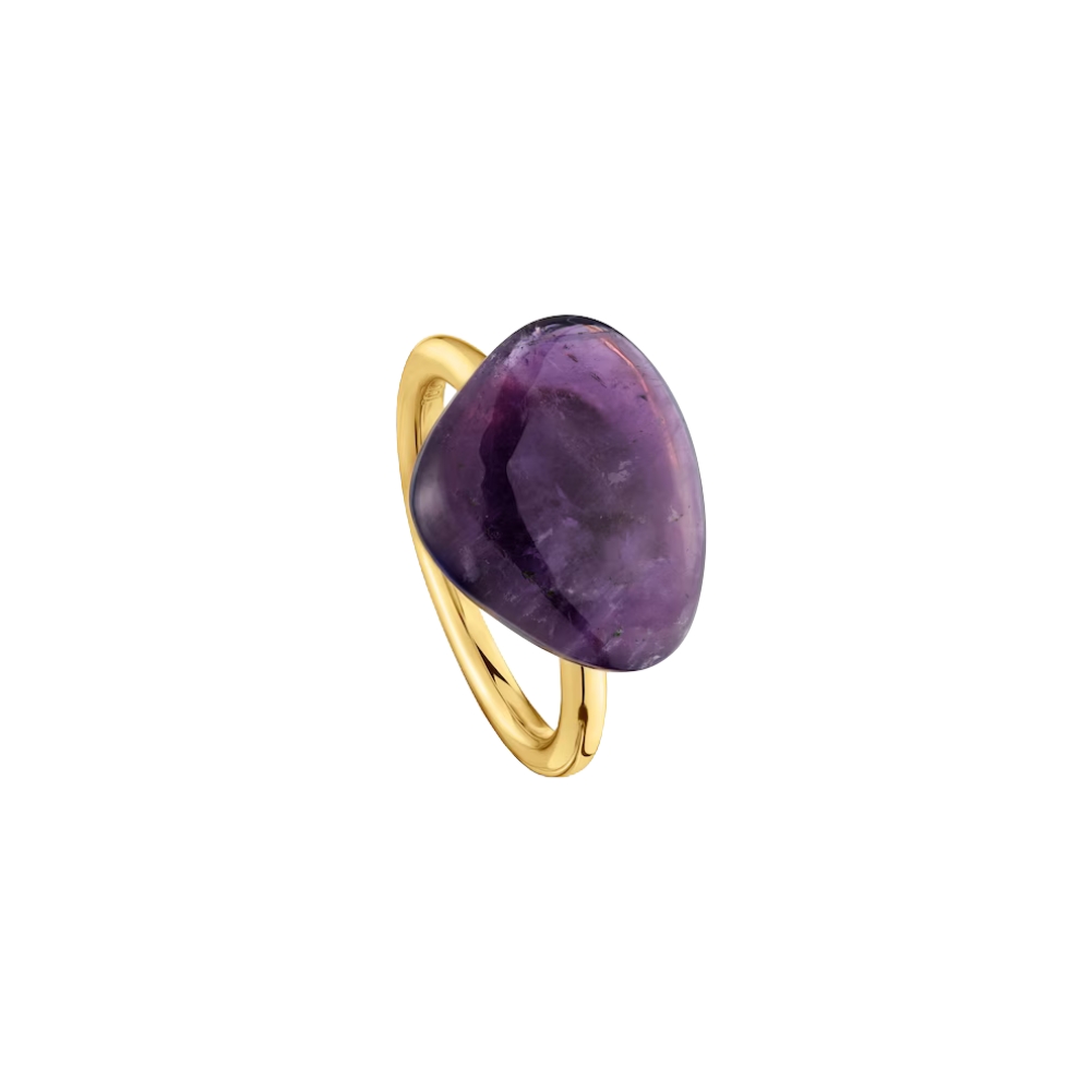 ANILLO CON BAÑO DE ORO 18 KT Y AMATISTA TOUS COLOR DOTS TALLA 14 - 1