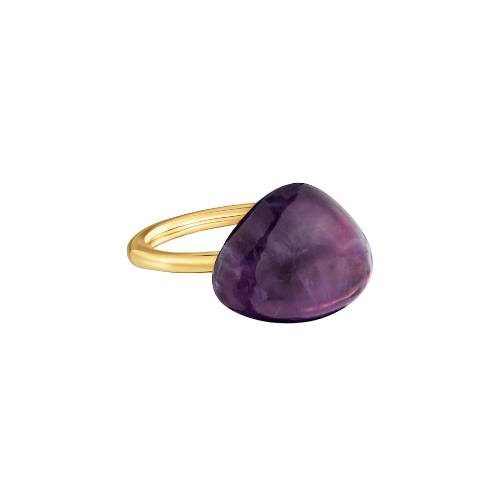 ANILLO CON BAÑO DE ORO 18 KT Y AMATISTA TOUS COLOR DOTS TALLA 14 - 2