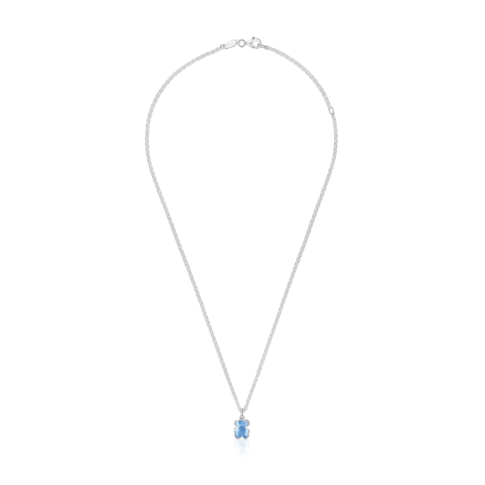 COLLAR CORTO DE PLATA Y ESPINELA AZUL CREADA EN LABORATORIO ICON COLOR LGG - 1