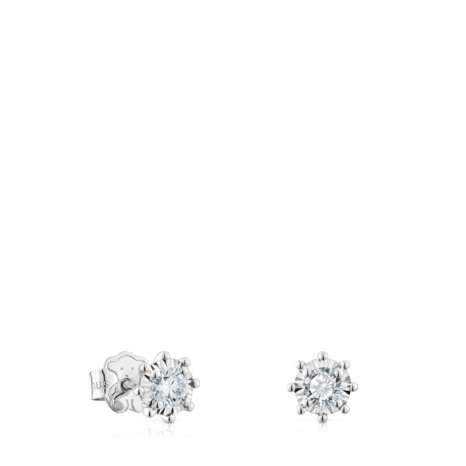 ARETES PEQUEÑOS DE ORO BLANCO Y DIAMANTES 0,20 CT LES CLASSIQUES - 1