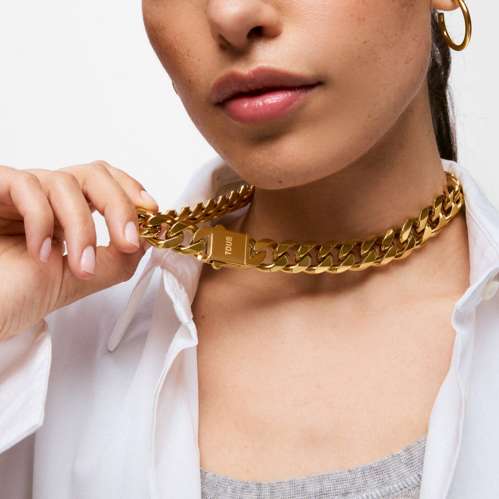 COLLAR CADENA BARBADA DE ACERO EN COLOR DORADO TOUS BASICS - 5