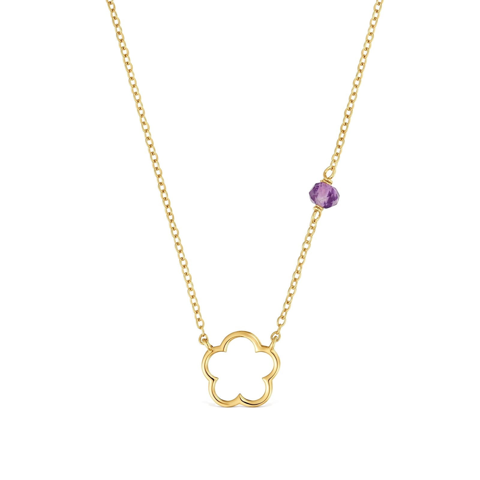 COLLAR FLOR DE ORO 9 KT Y AMATISTA TOUS SILUETA - 1