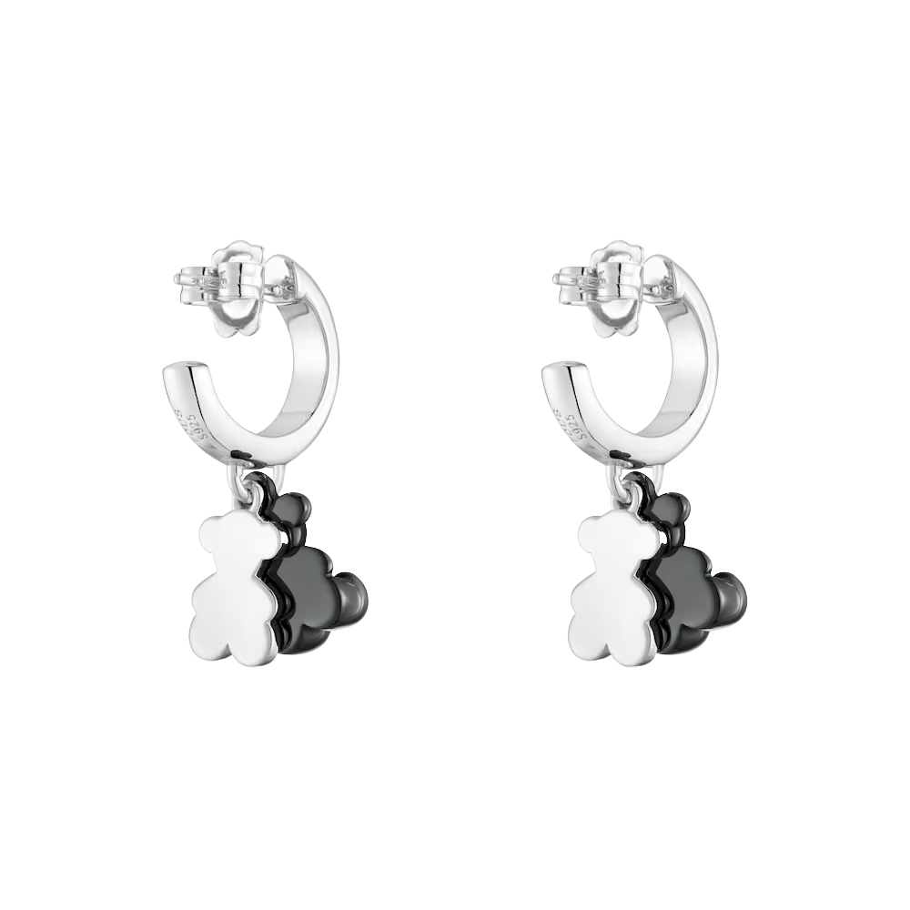 ARETES ARO DE PLATA CON CERÁMICA NEGRA TOUS Y DOBLE OSO BOLD BEAR - 2