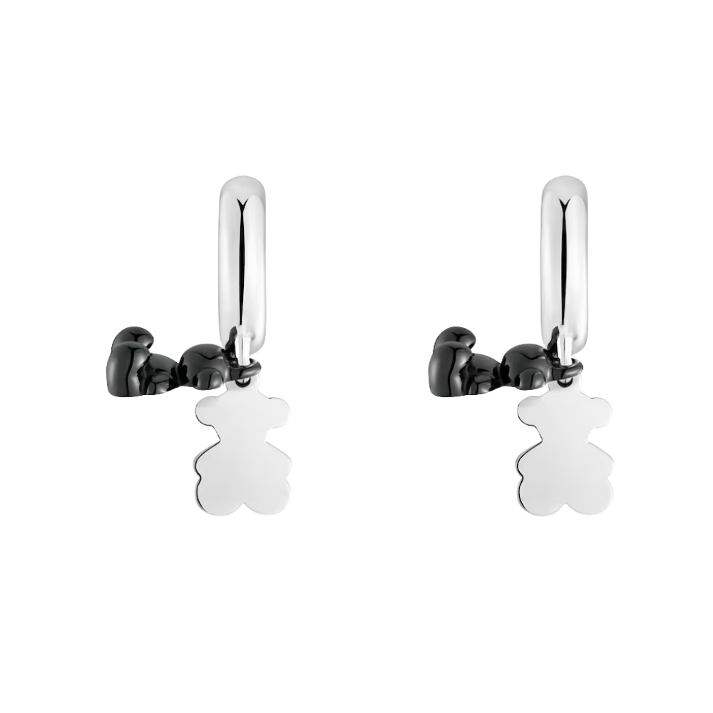 ARETES ARO DE PLATA CON CERÁMICA NEGRA TOUS Y DOBLE OSO BOLD BEAR - 3