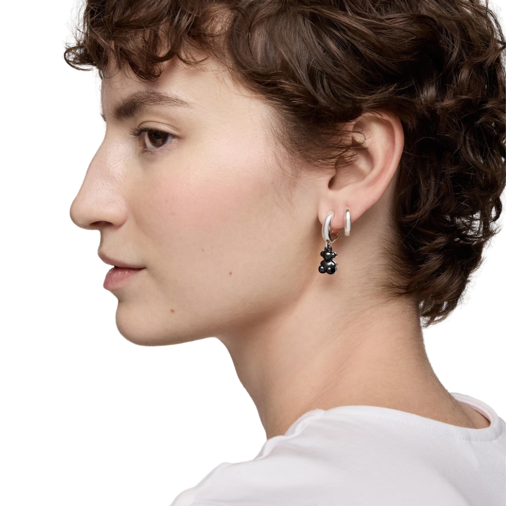 ARETES ARO DE PLATA CON CERÁMICA NEGRA TOUS Y DOBLE OSO BOLD BEAR - 5