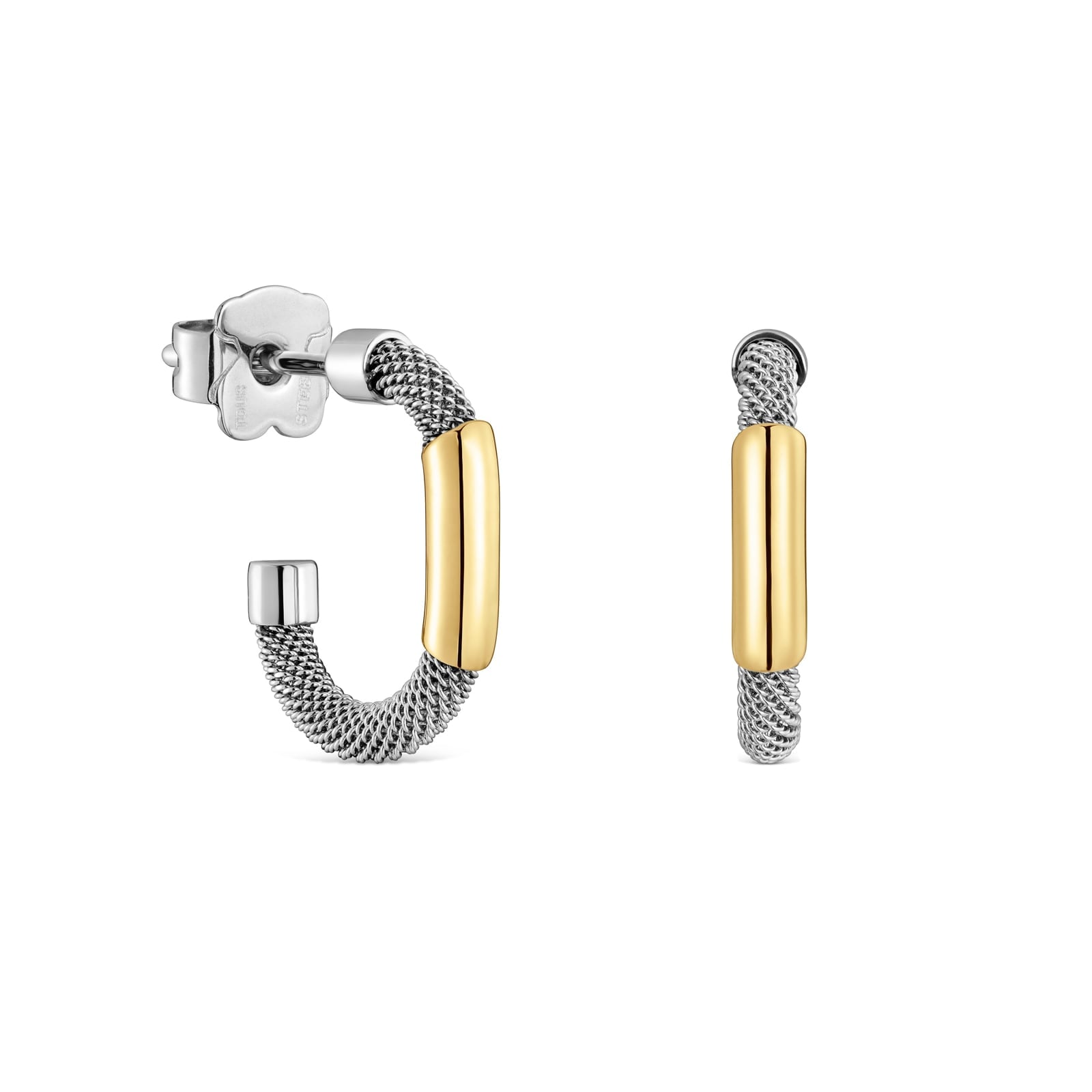 ARETES ARO DE ACERO Y ORO 14 KT TOUS UNLOCK - 1